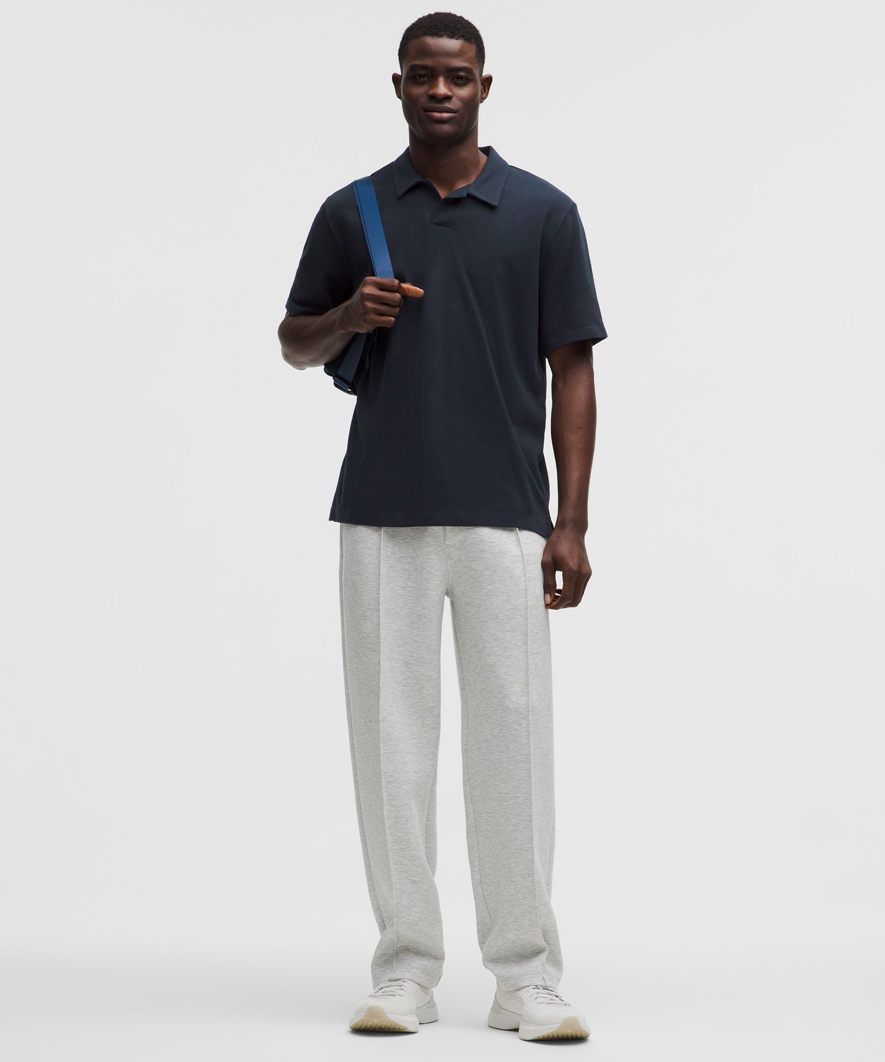 Pique Performance Johnny-Collar Short-Sleeve Shirt