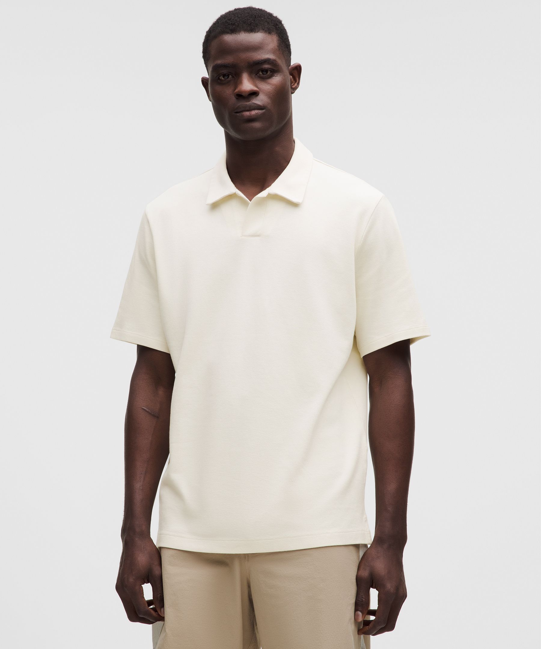 Pique Performance Johnny-Collar Short-Sleeve Shirt