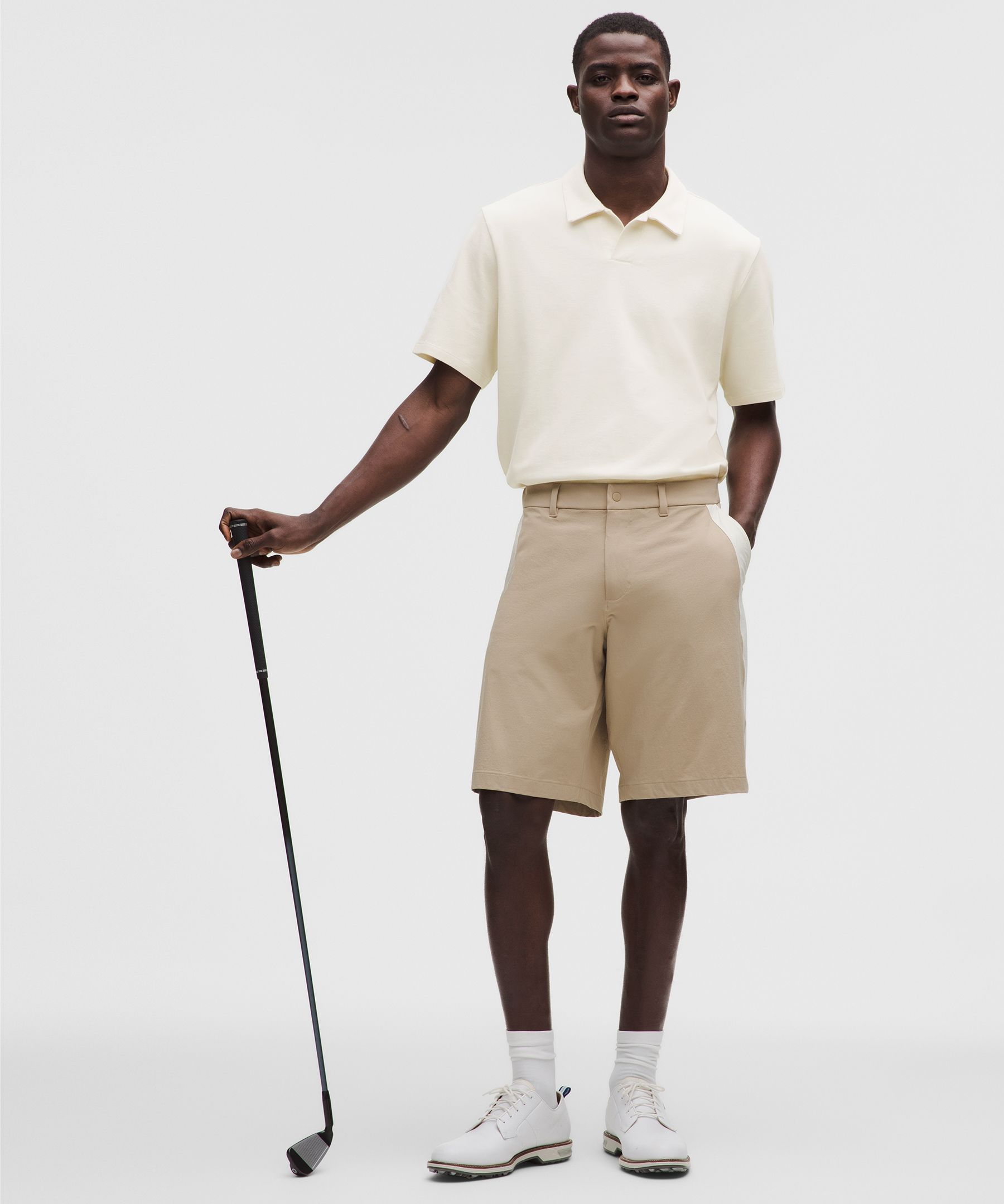 Pique Performance Johnny-Collar Short-Sleeve Shirt