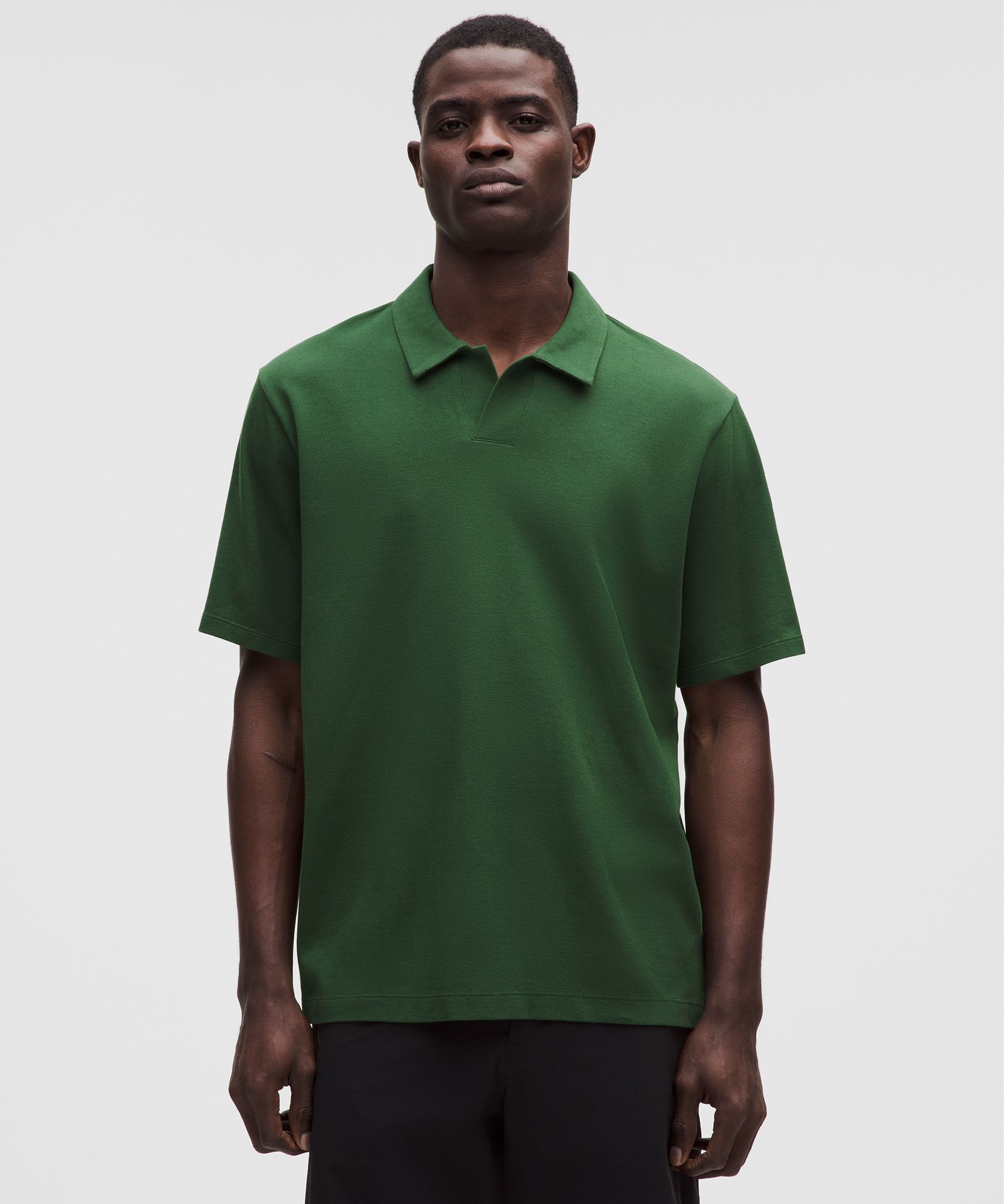 Pique Performance Johnny-Collar Short-Sleeve Shirt