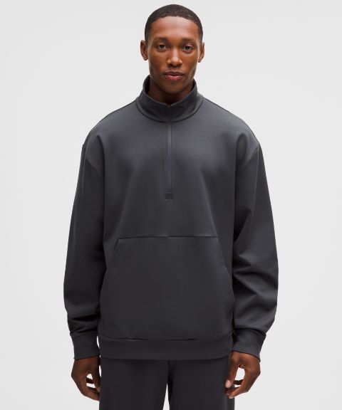Мужская плотная кофта на молнии 1/2 Lululemon Soft Jersey, цвет: Coal