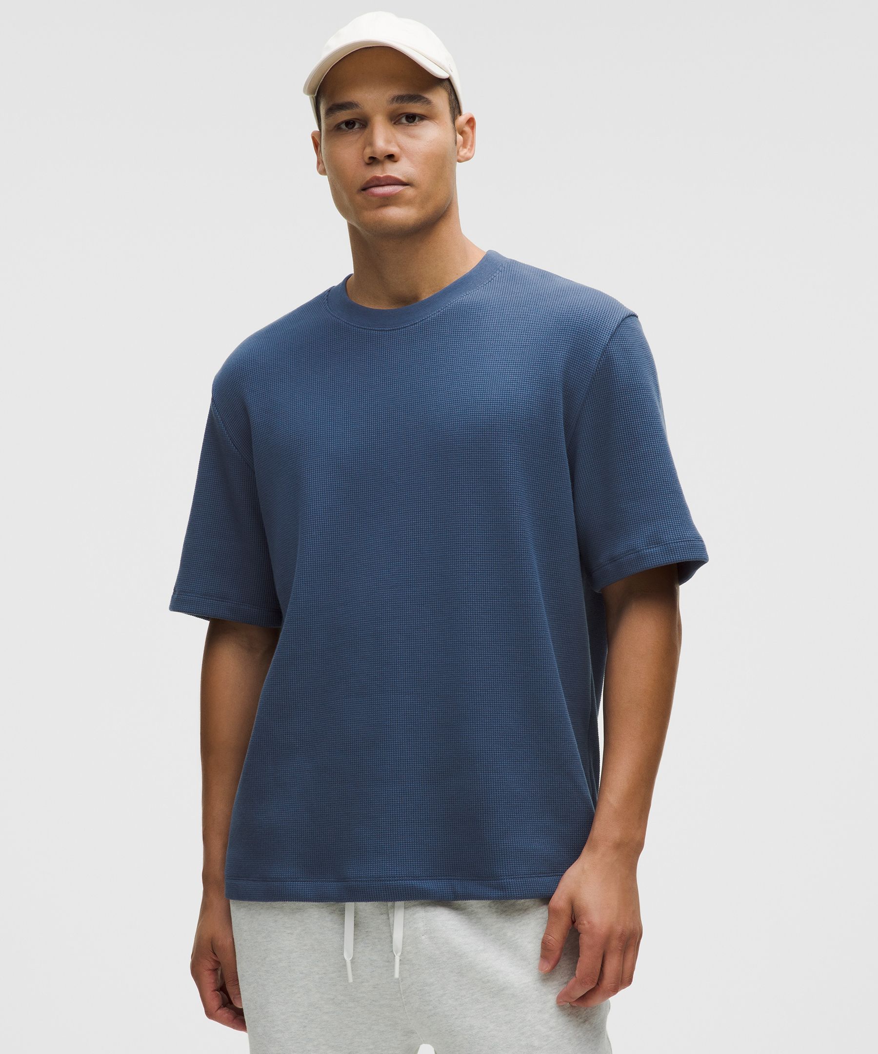 Cotton-Blend Waffle Knit Short-Sleeve Shirt