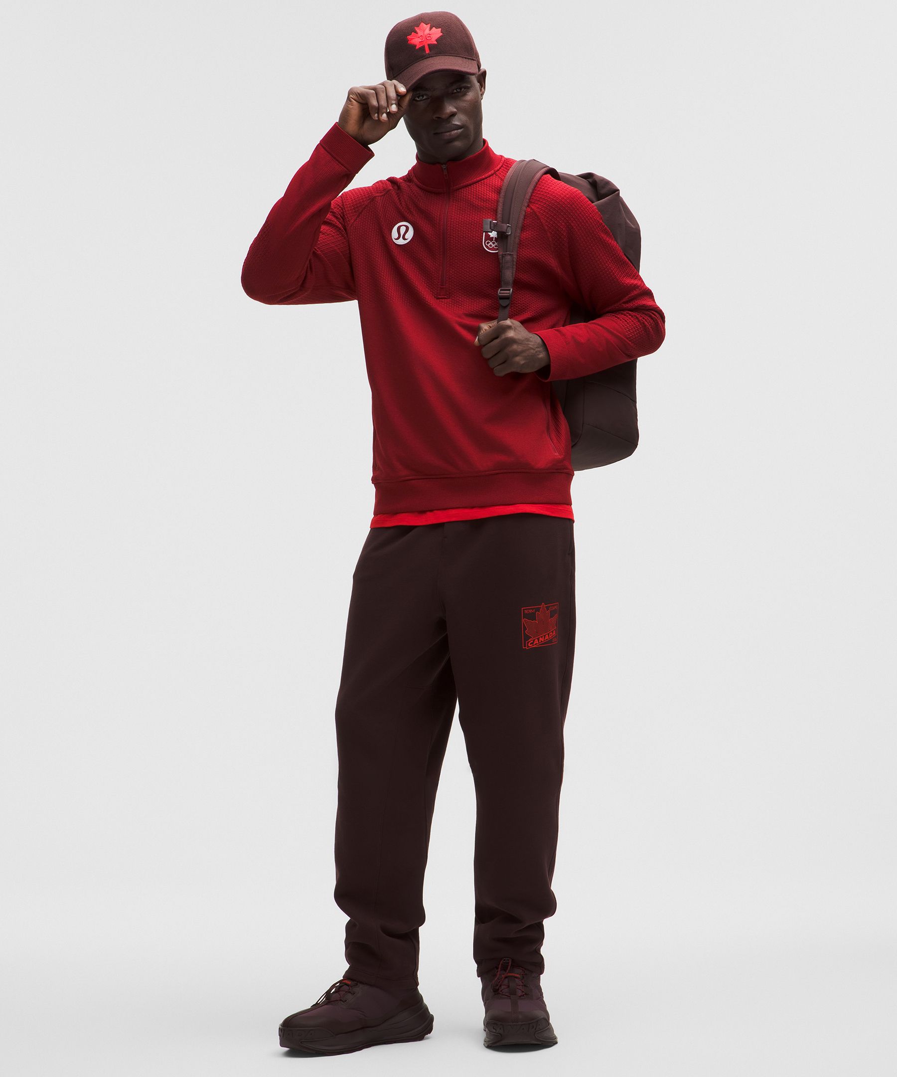 Lululemon Team Canada Men's Engineered Warmth Half Zip In Red