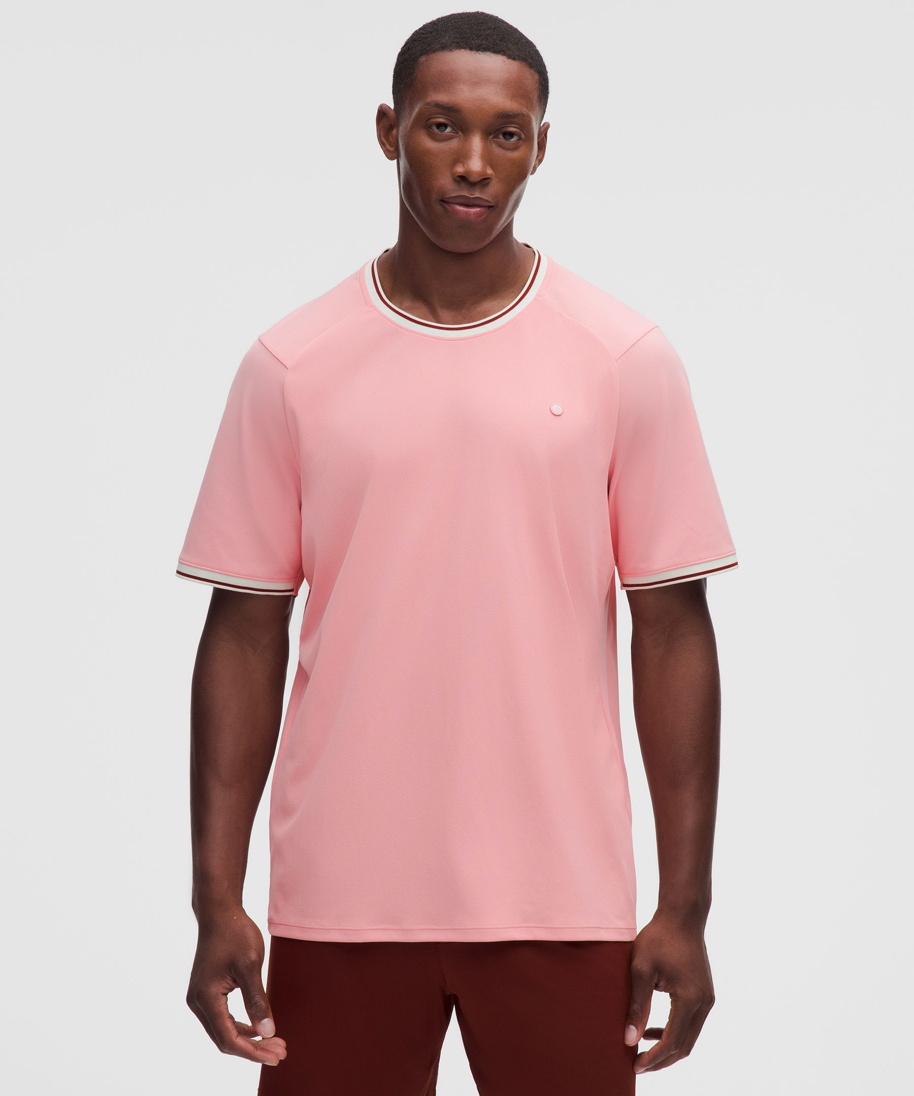 UV-Protective Textured Mesh Tennis Shirt