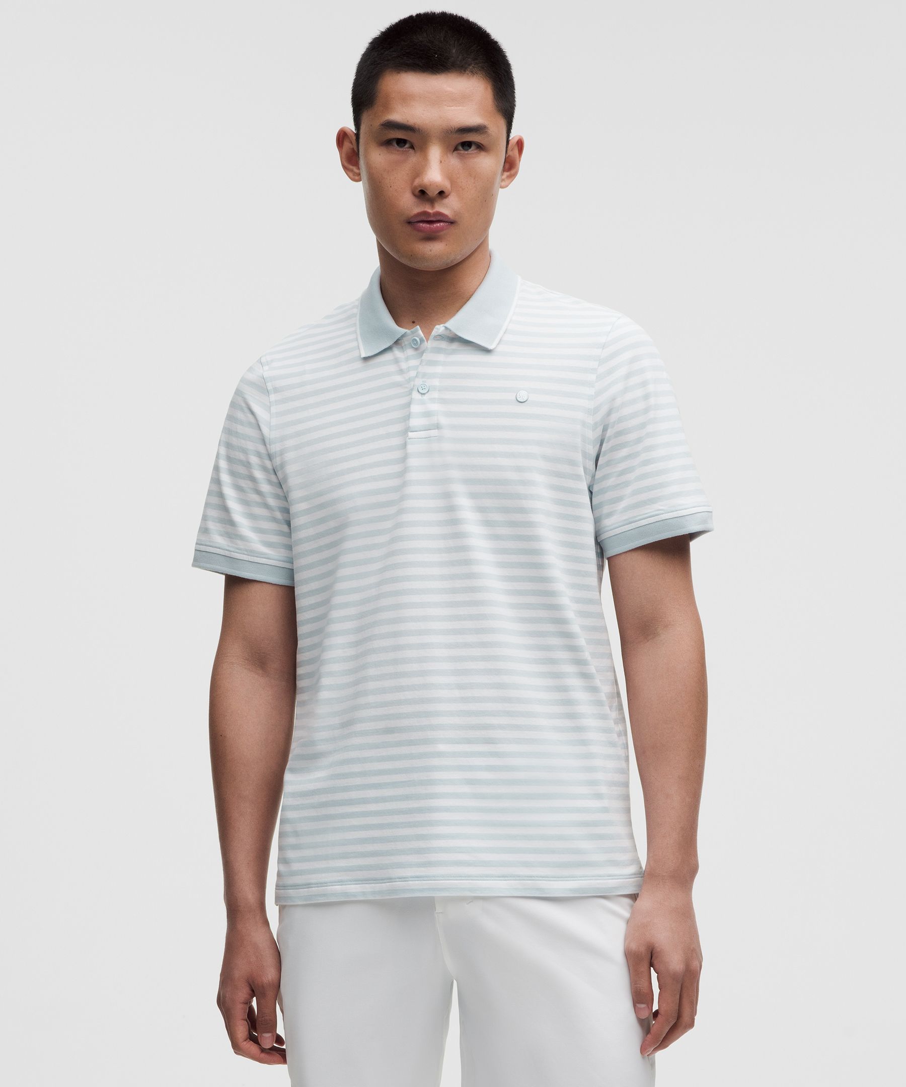 Striped Short-Sleeve Golf Polo