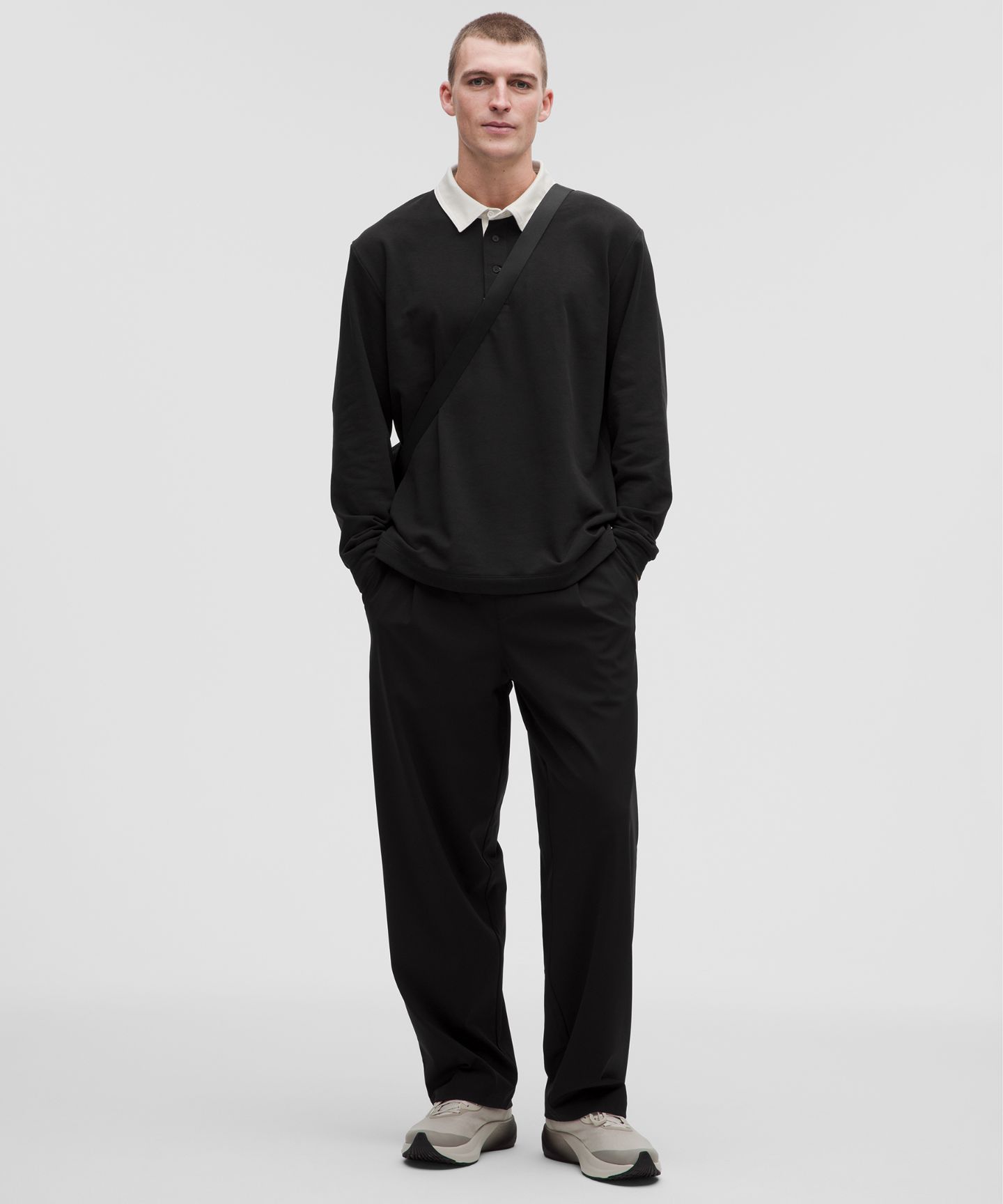 Мужская рубашка Lululemon Long-Sleeve Rugby Shirt, цвет: Чёрный — фото 2