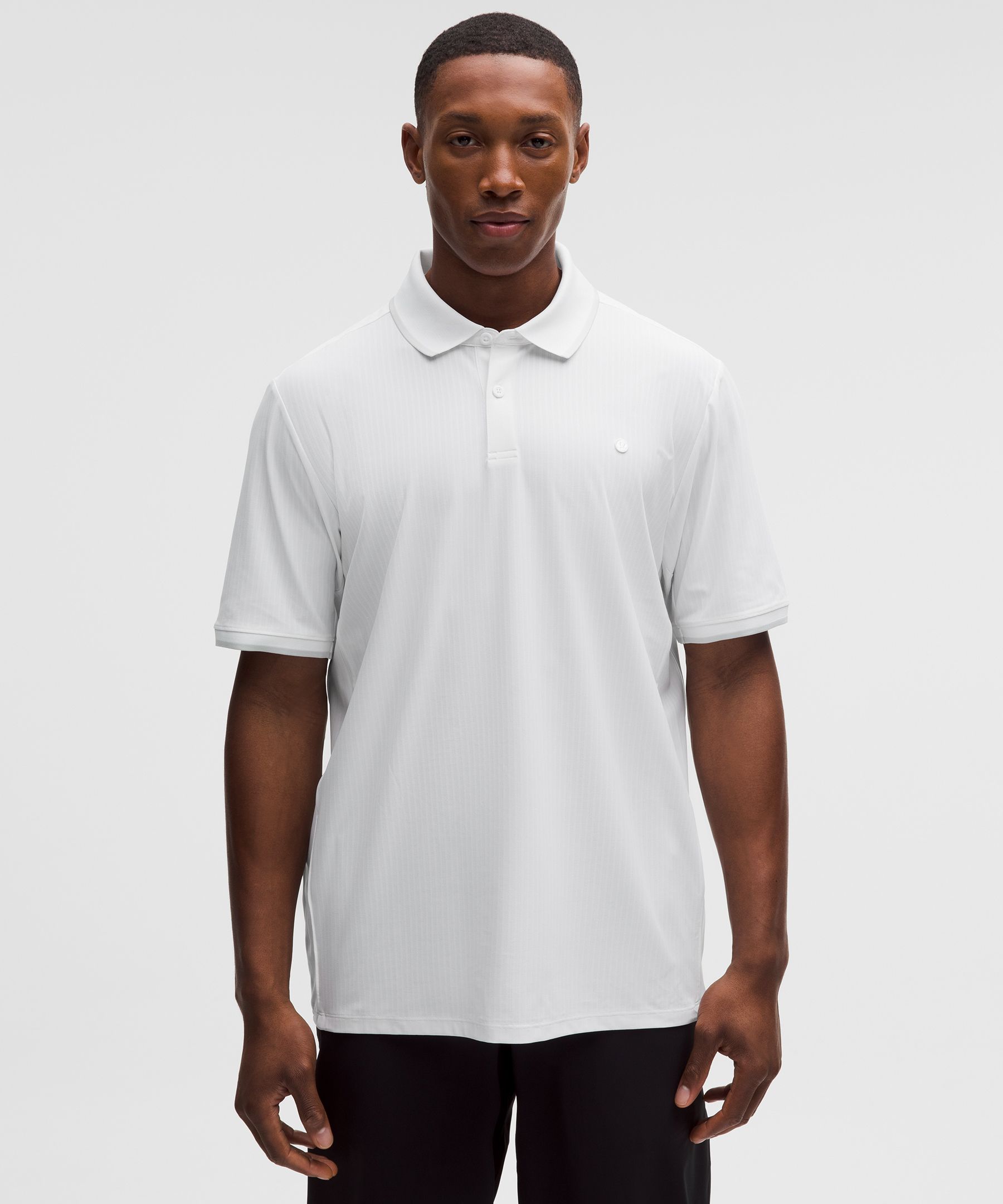 UV-Protective Striped Mesh Tennis Polo Shirt