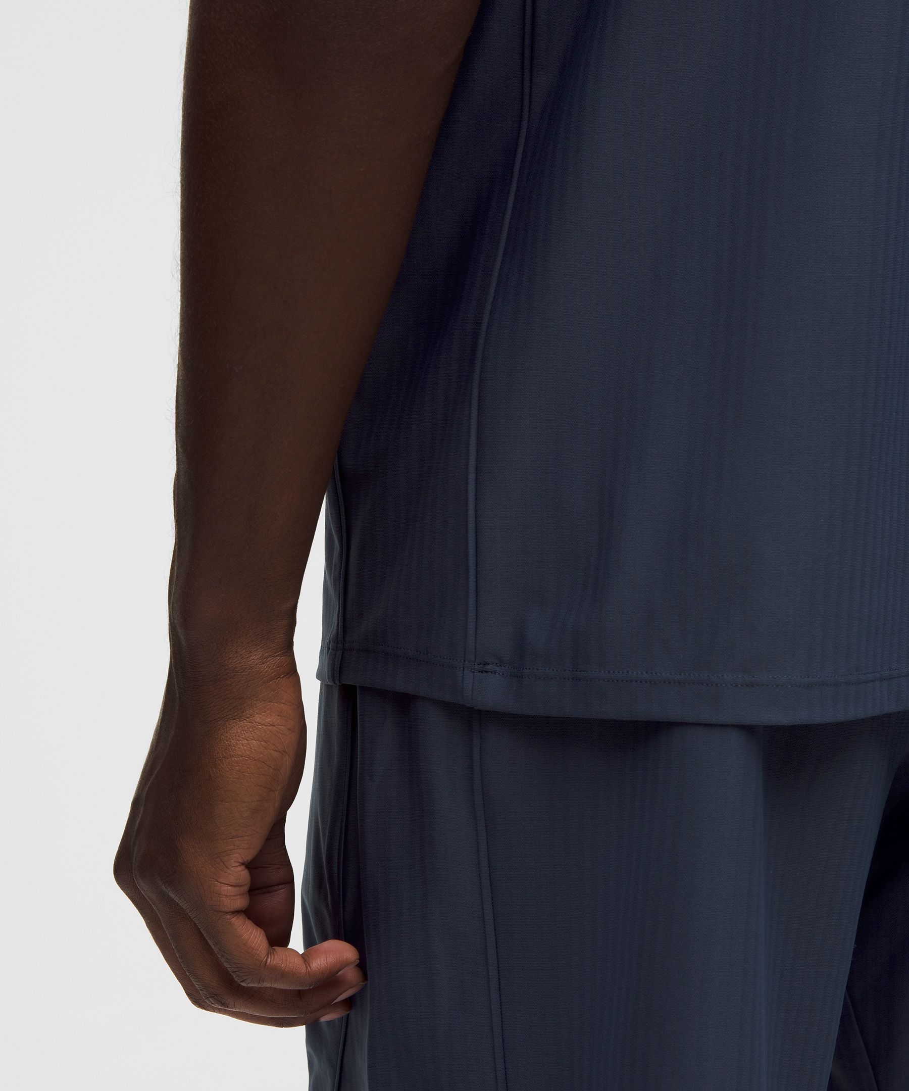 UV-Protective Striped Mesh Tennis Polo Shirt