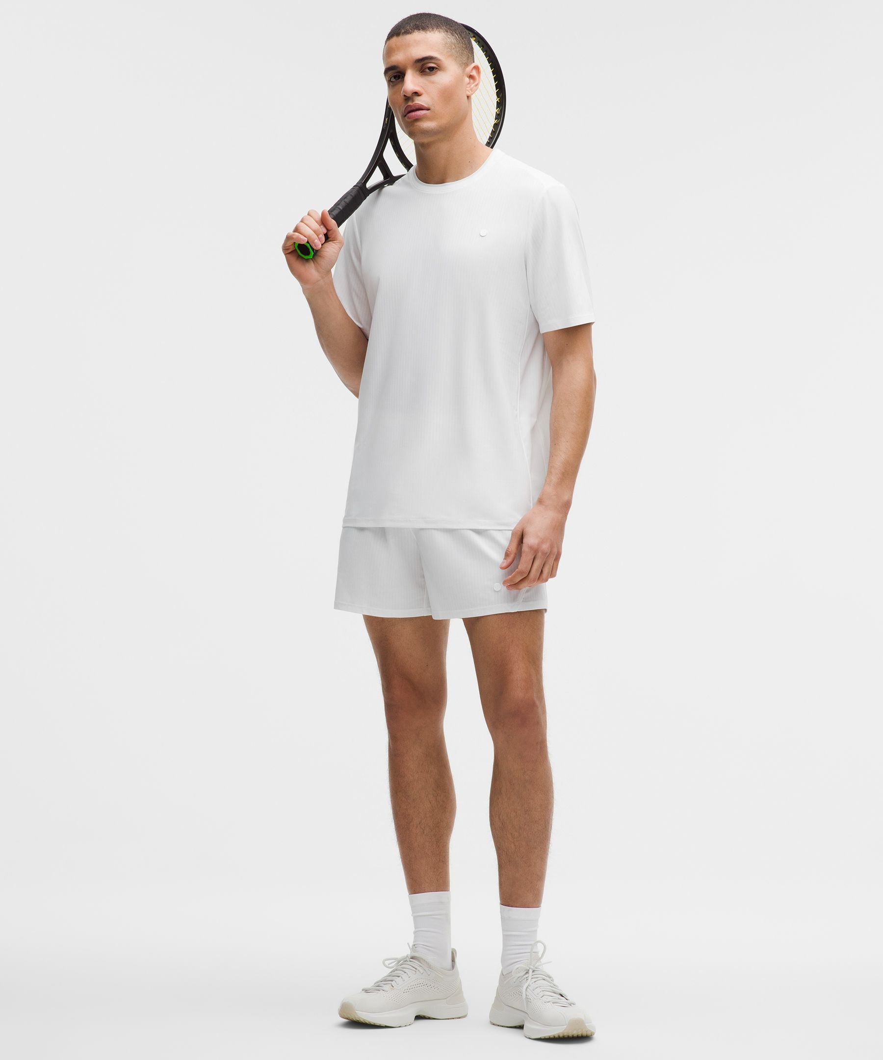 UV-Protective Striped Mesh Tennis T-Shirt