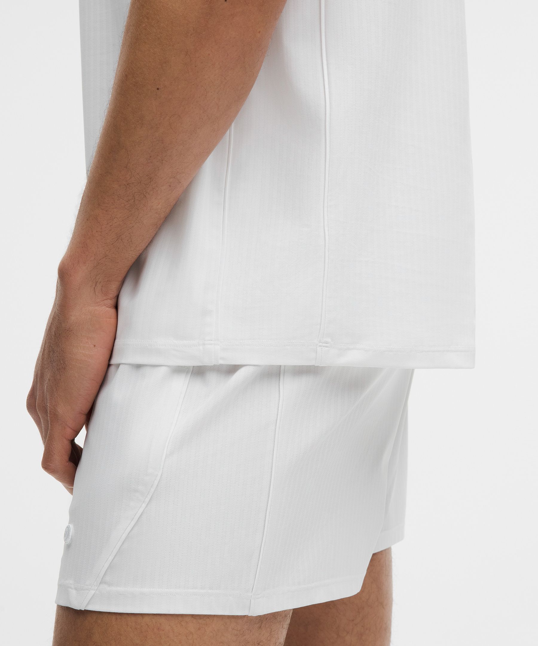 UV-Protective Striped Mesh Tennis T-Shirt