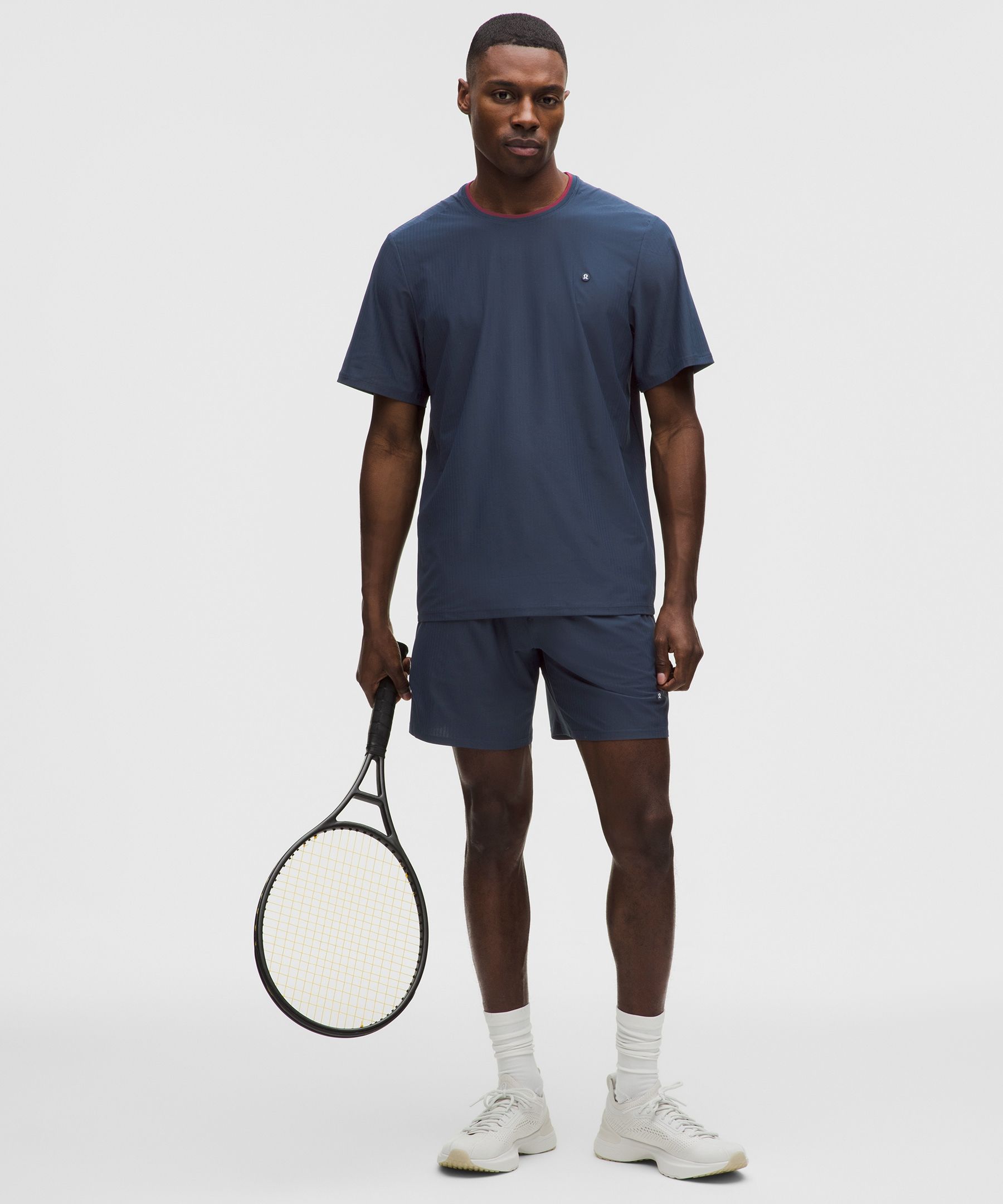 Gestreiftes Tennis-T-Shirt aus Mesh mit UV-Schutz