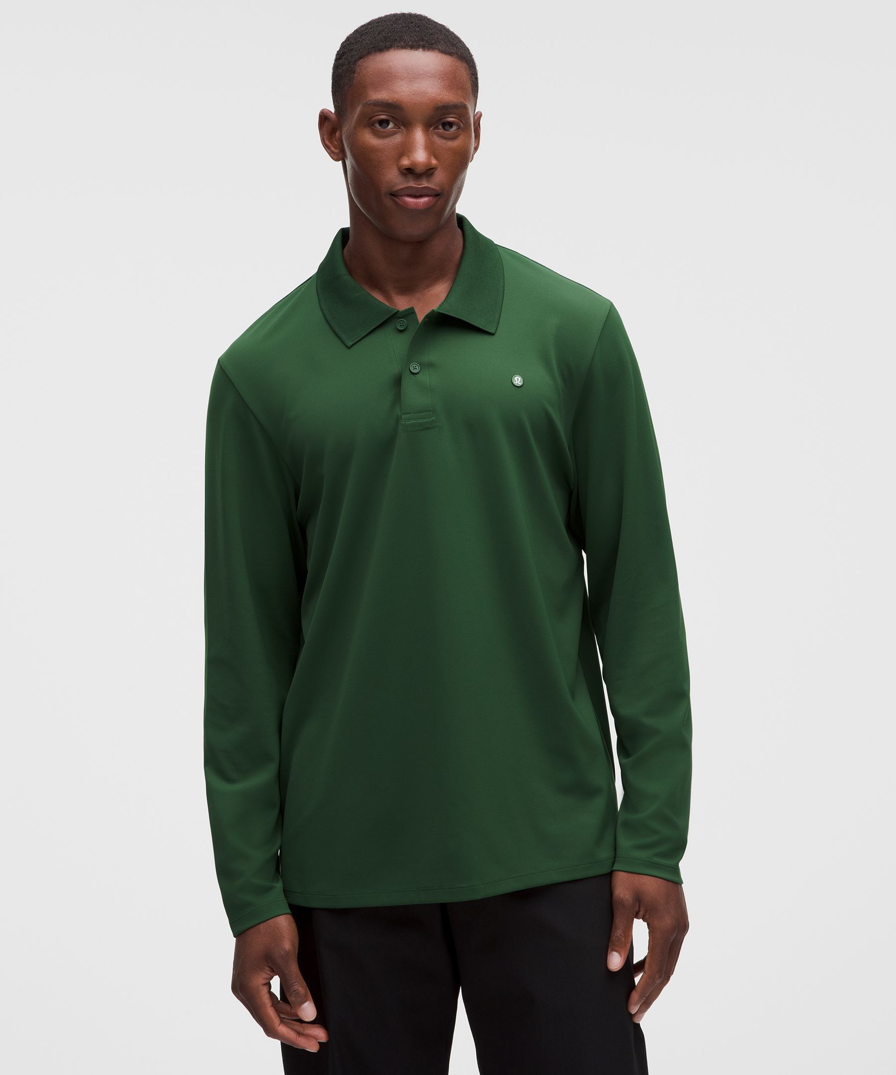 ShowZero Classic-Fit Long-Sleeve Polo Shirt *Mesh Panel