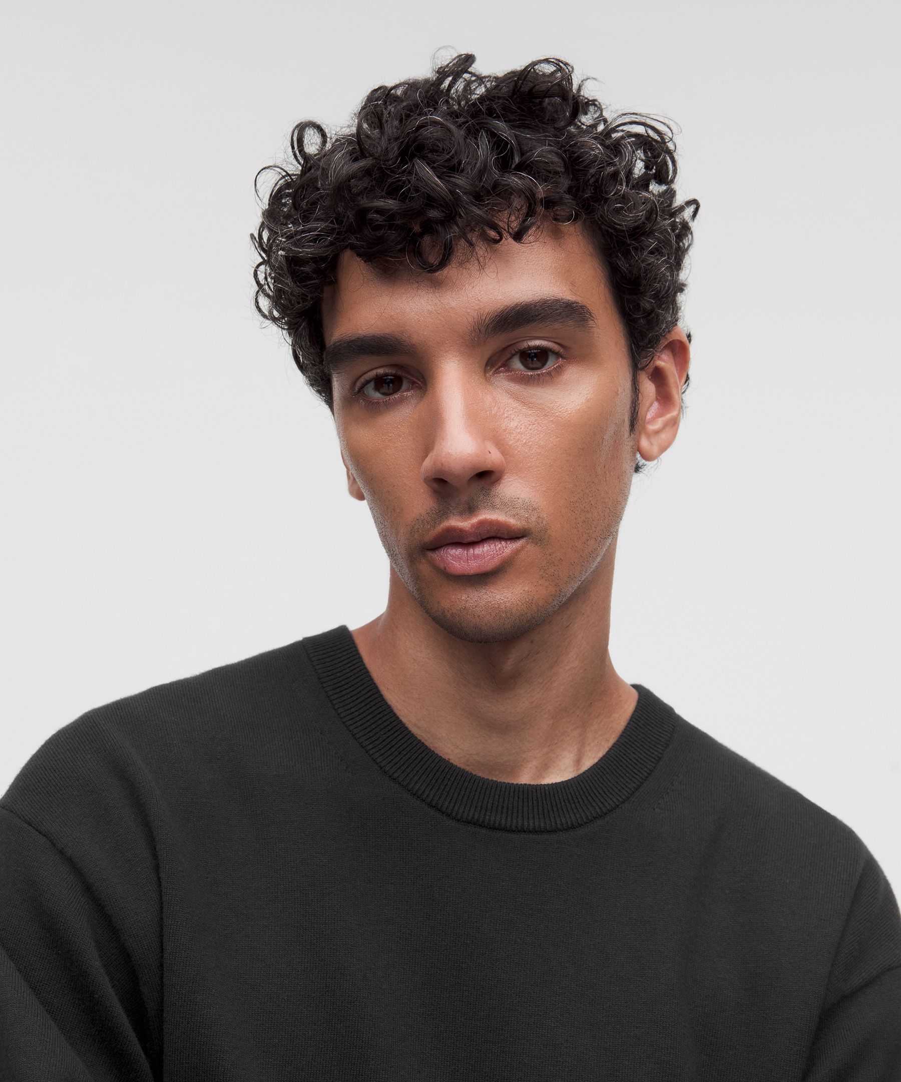 Cotton-Blend Knit Long-Sleeve Crewneck