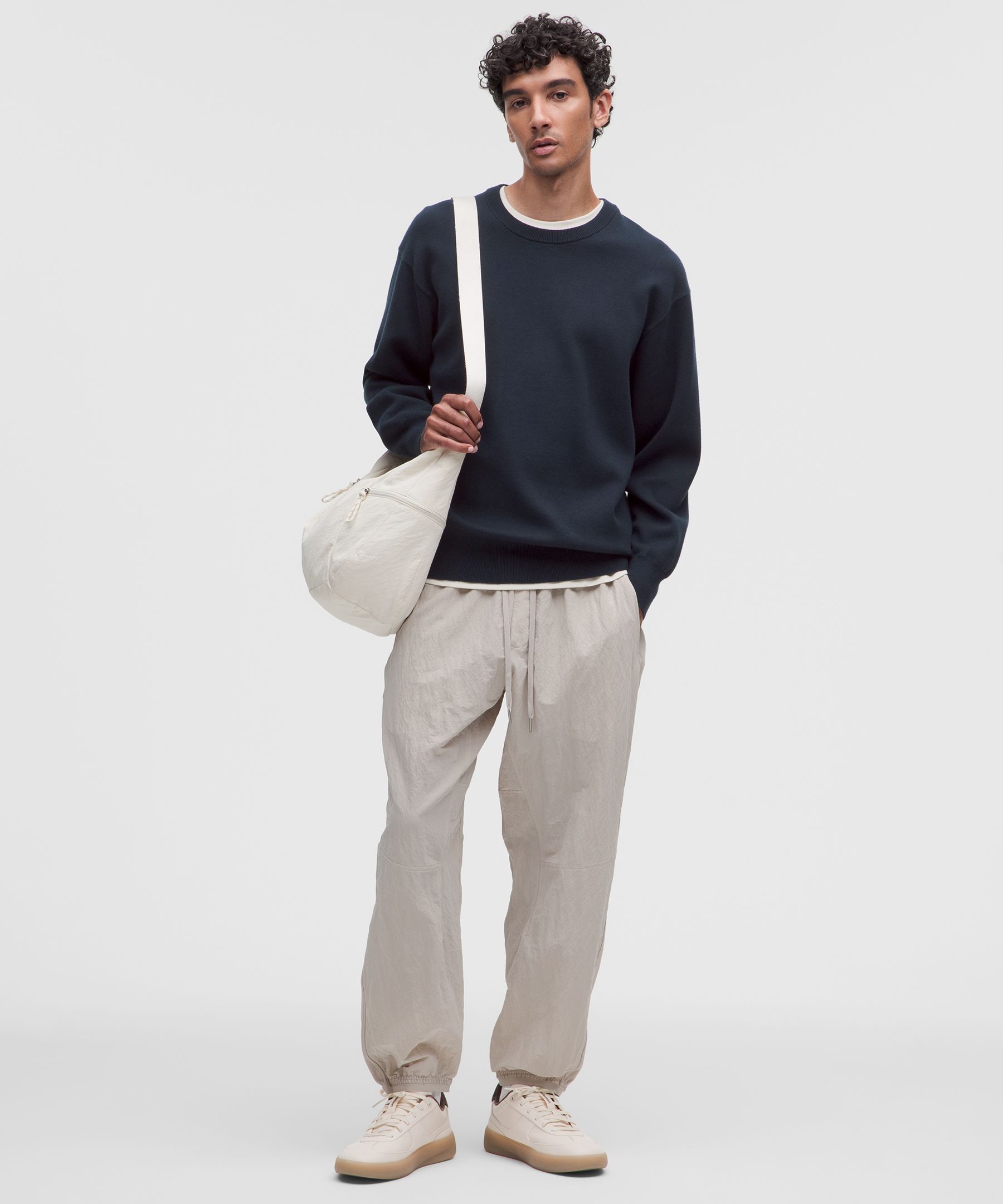 Cotton-Blend Knit Long-Sleeve Crewneck