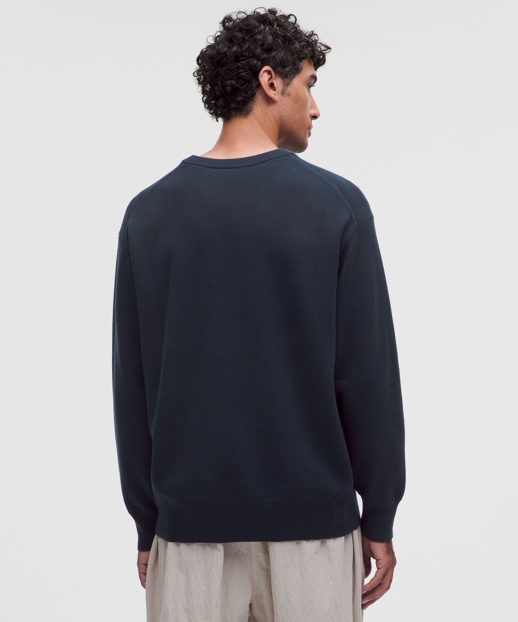 Cotton-Blend Knit Long-Sleeve Crewneck