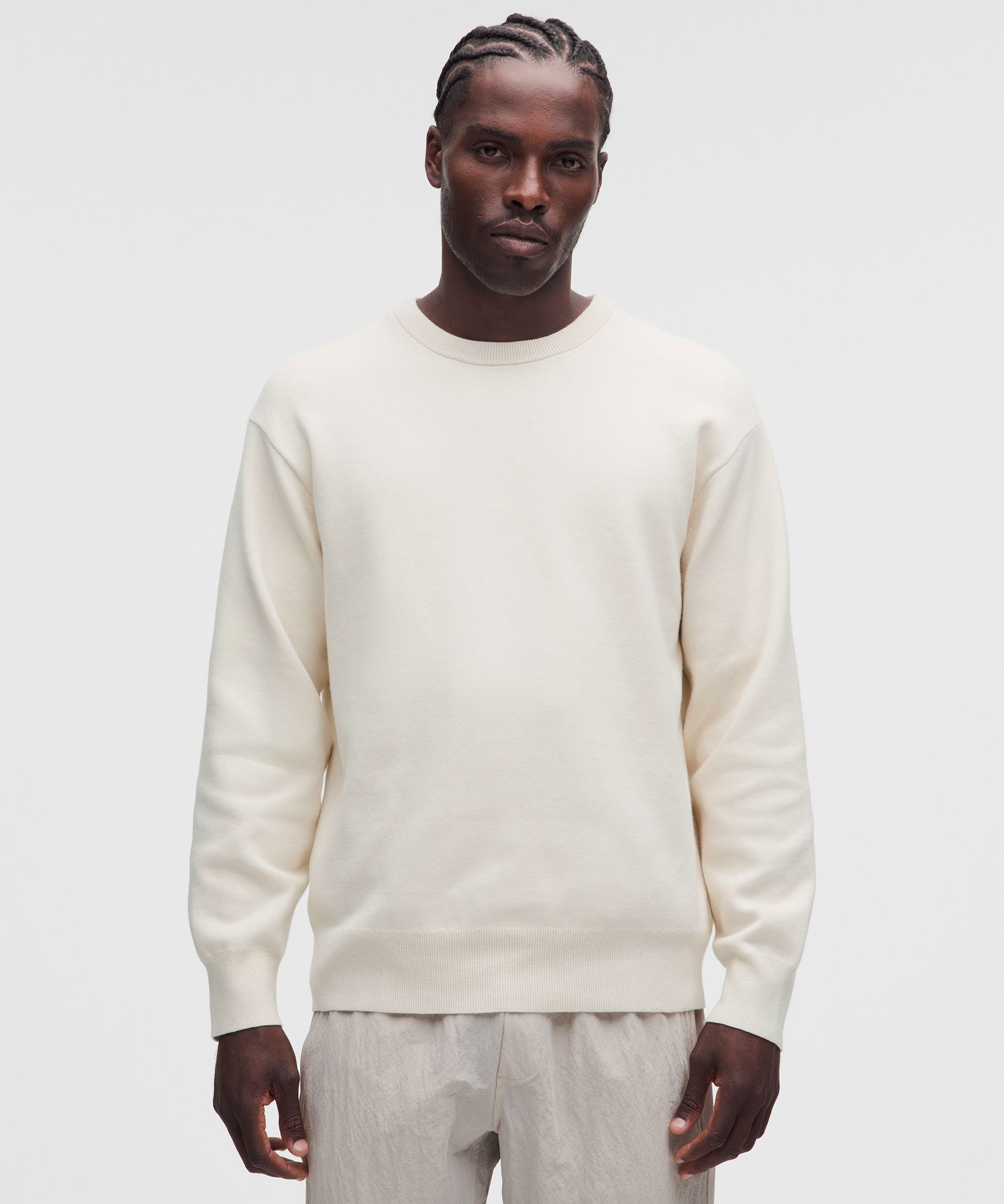 Cotton-Blend Knit Long-Sleeve Crewneck