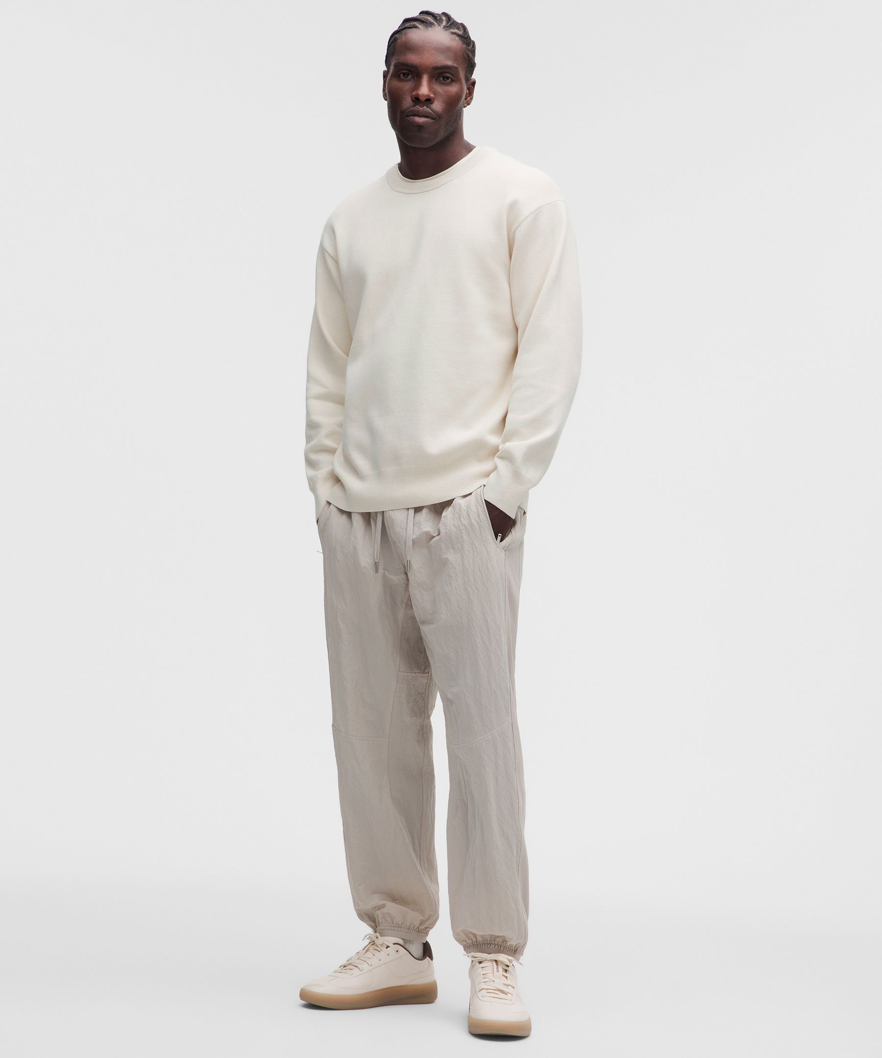 Cotton-Blend Knit Long-Sleeve Crewneck