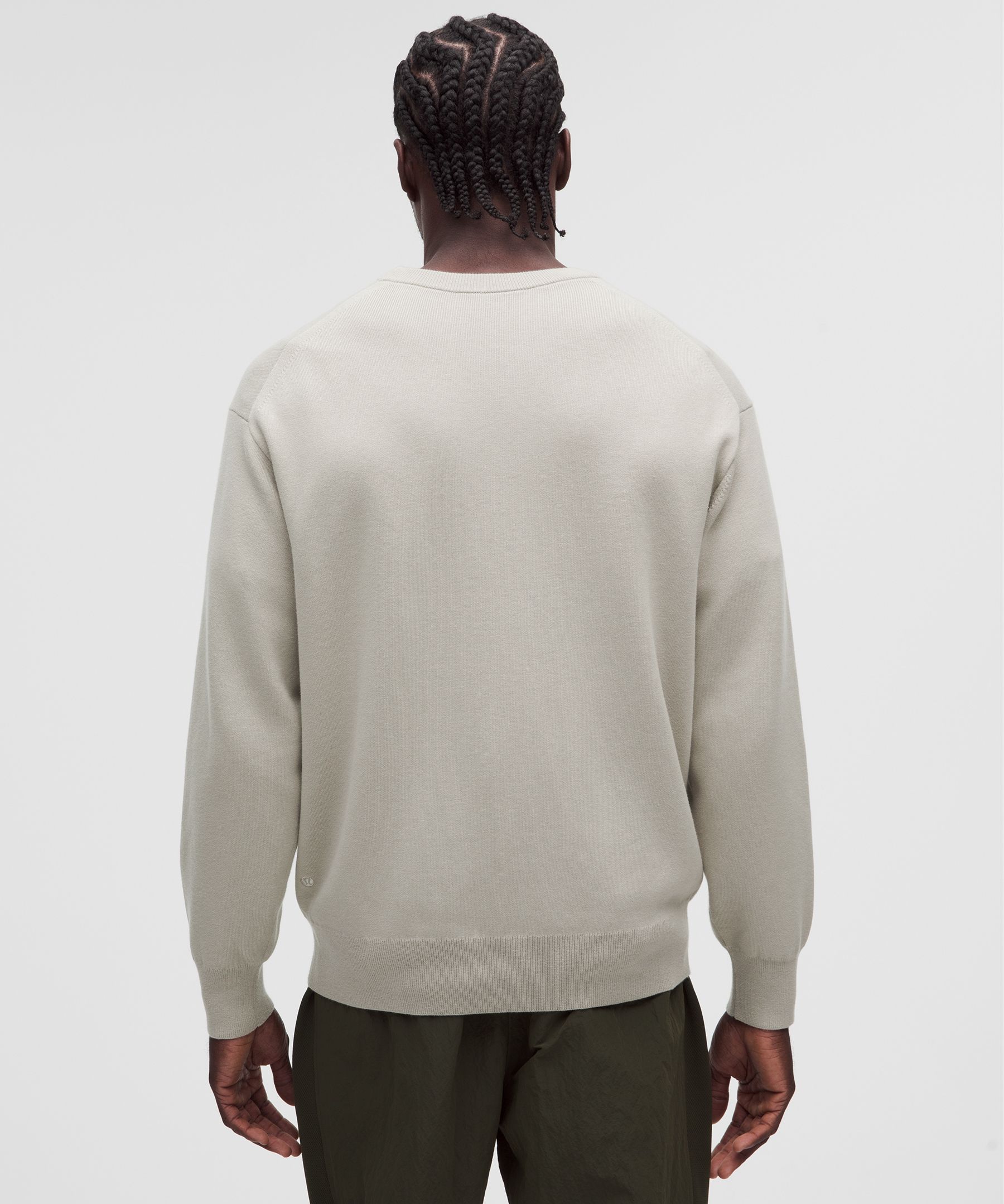 Cotton-Blend Knit Long-Sleeve Crewneck Sweater