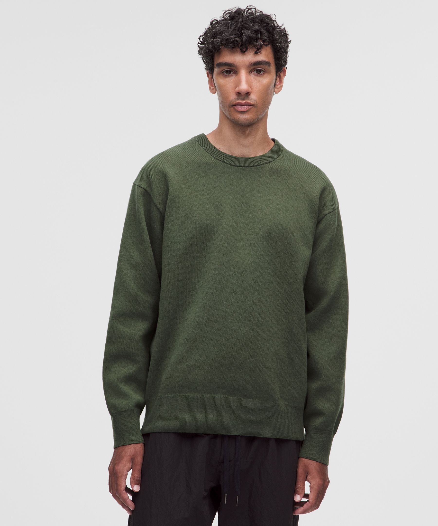 Cotton-Blend Knit Long-Sleeve Crewneck