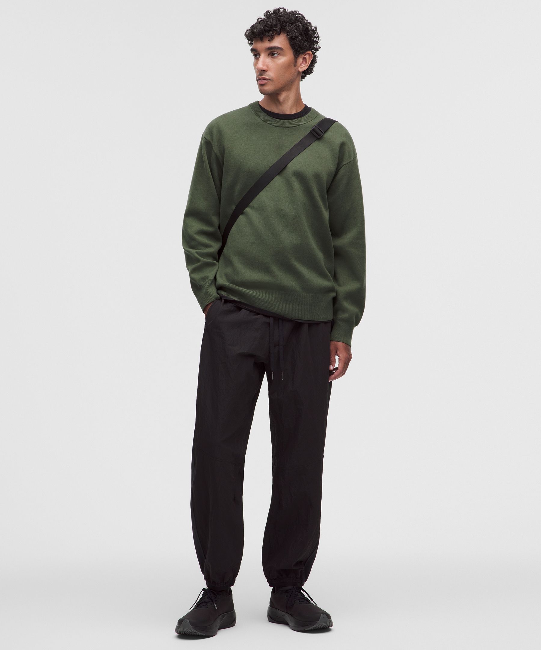Cotton-Blend Knit Long-Sleeve Crewneck
