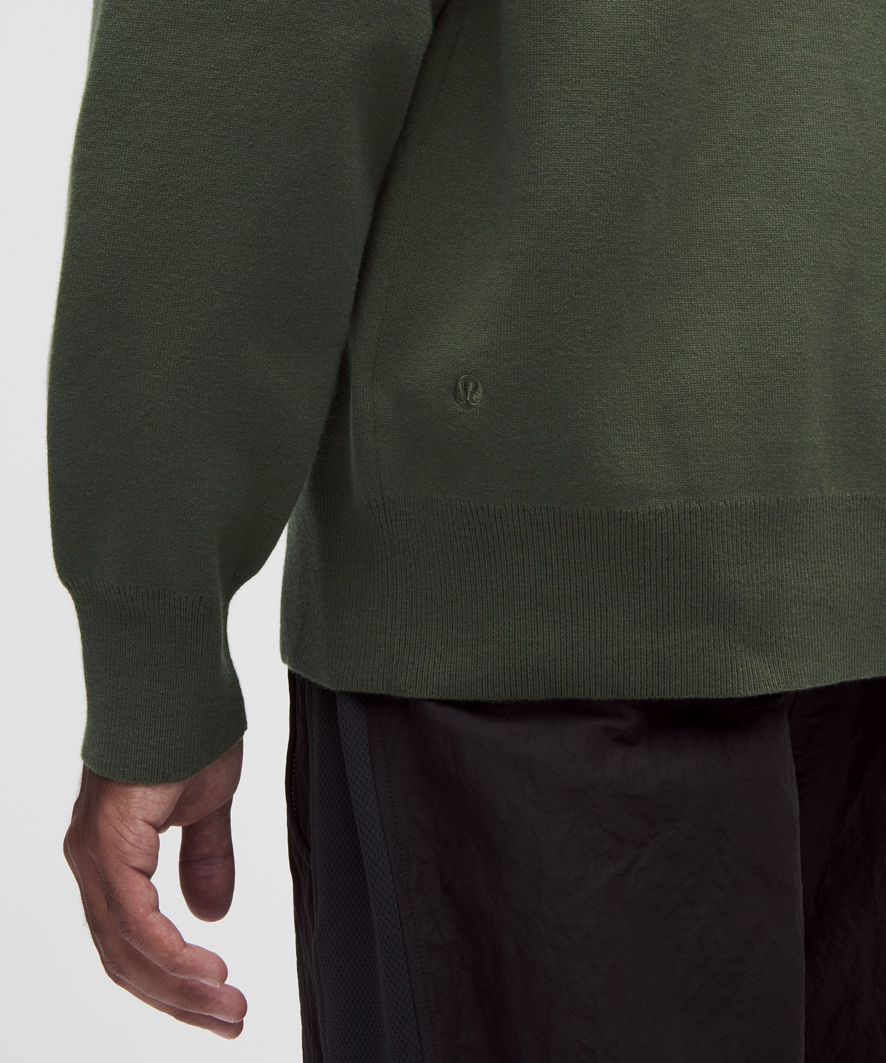 Cotton-Blend Knit Long-Sleeve Crewneck Sweater