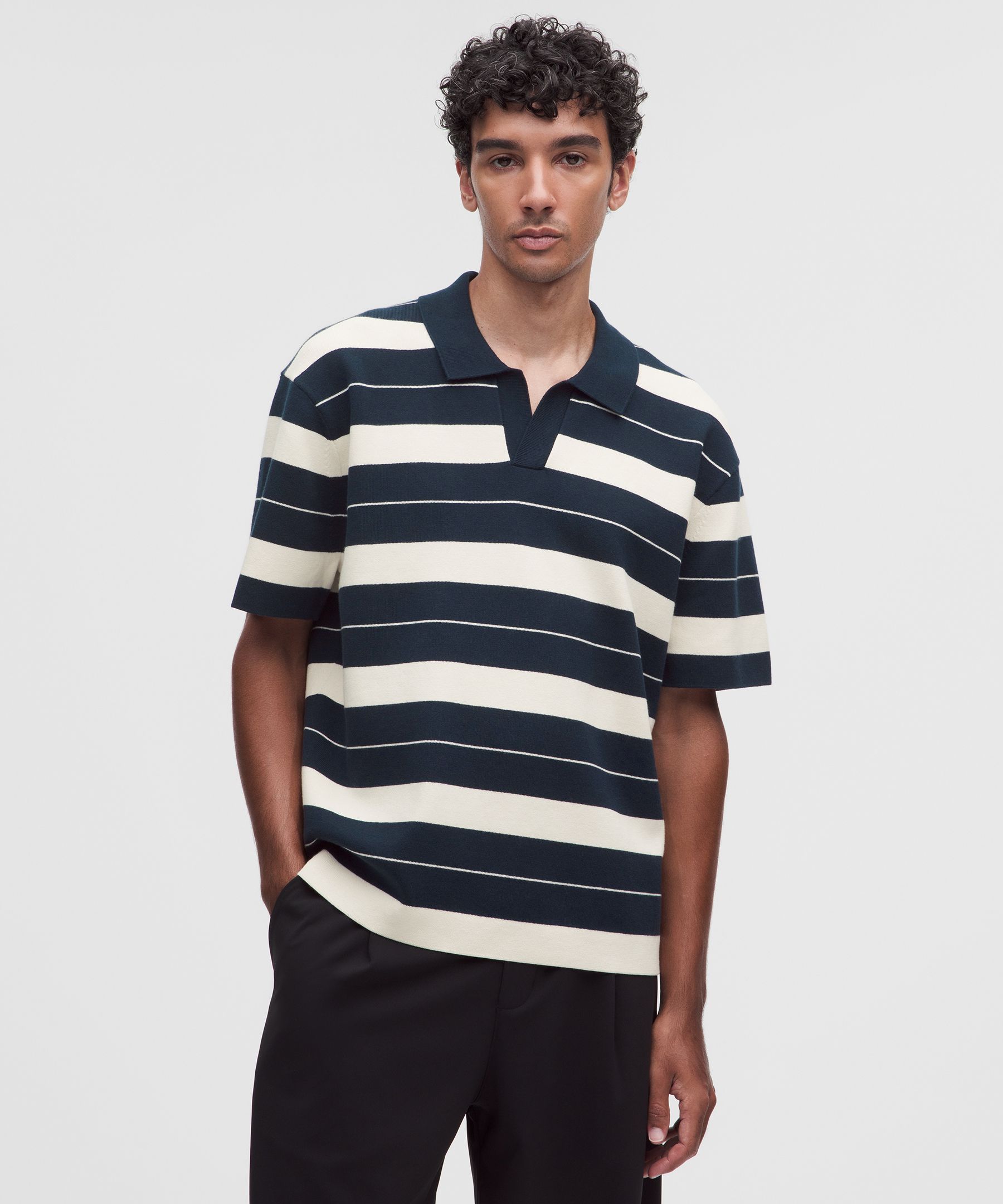 Cotton-Blend Knit Short-Sleeve Polo Shirt