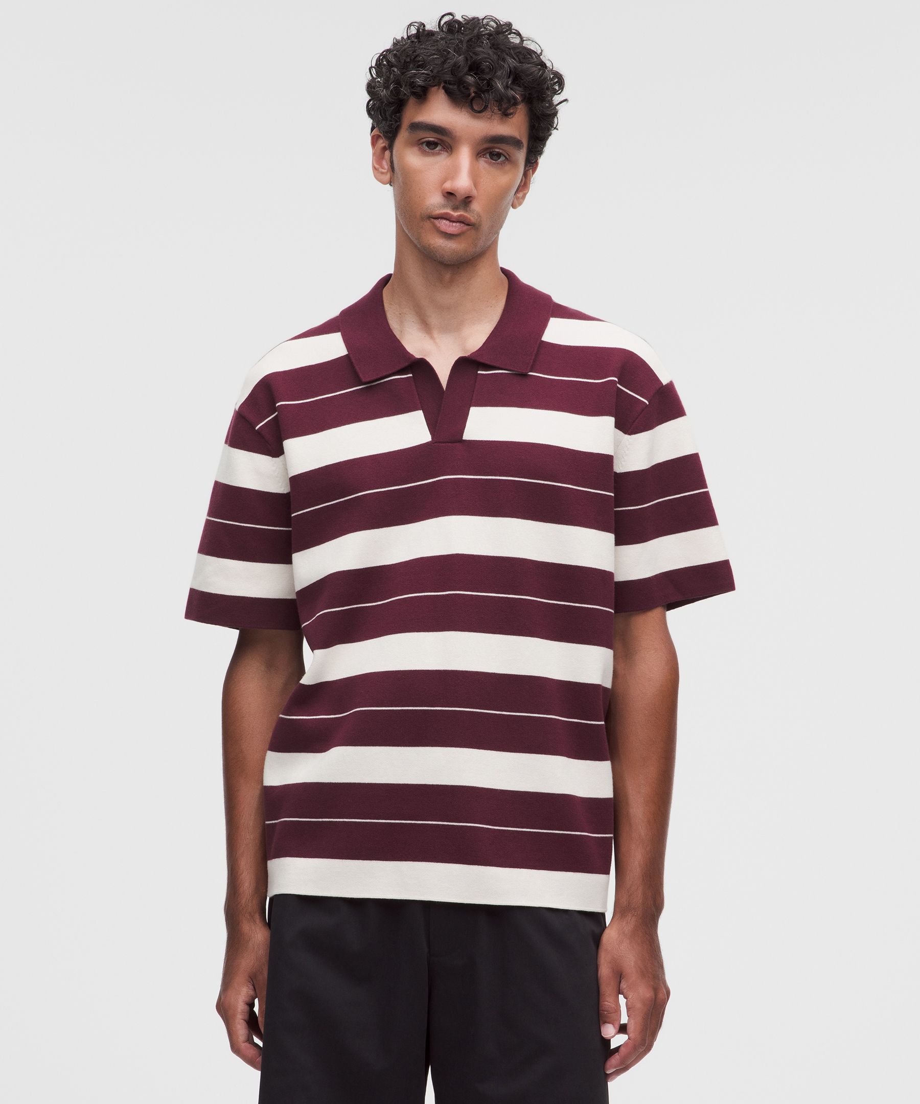 Polo manches courtes tricoté en mélange de coton