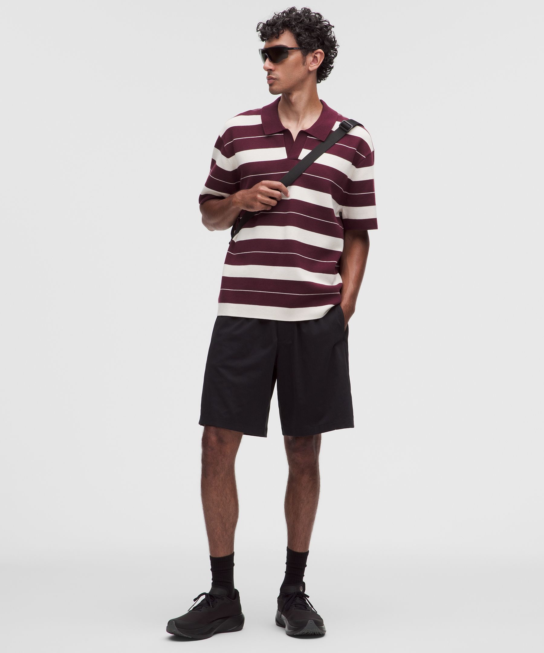 Polo manches courtes tricoté en mélange de coton