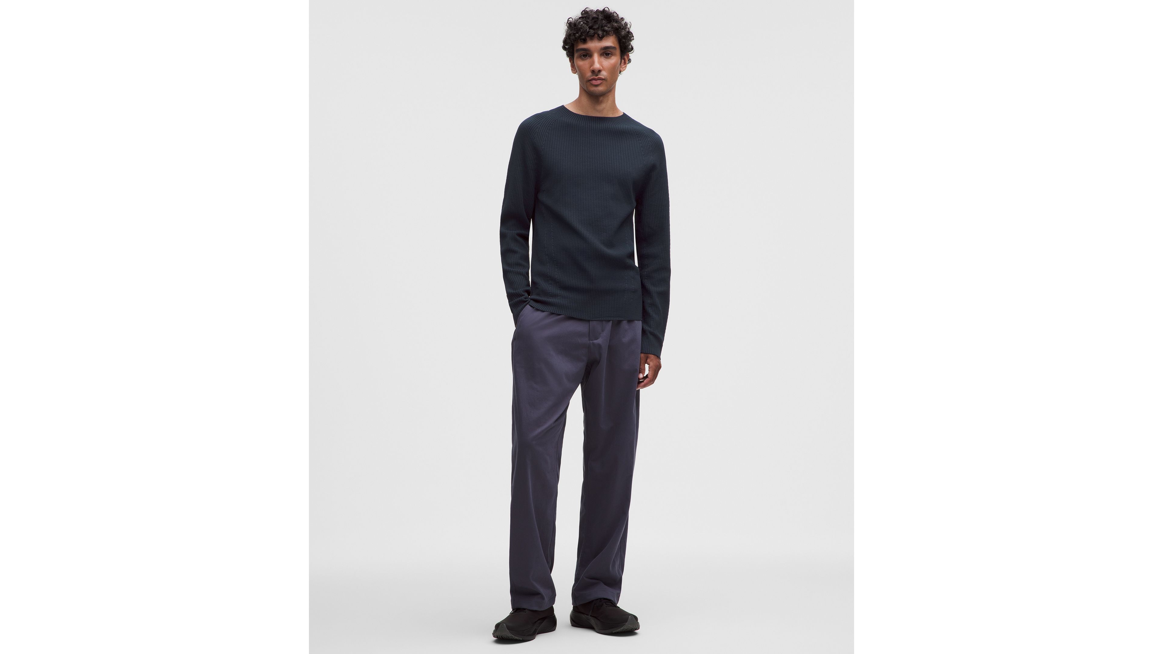 Rib-Knit Slim-Fit Long-Sleeve Shirt