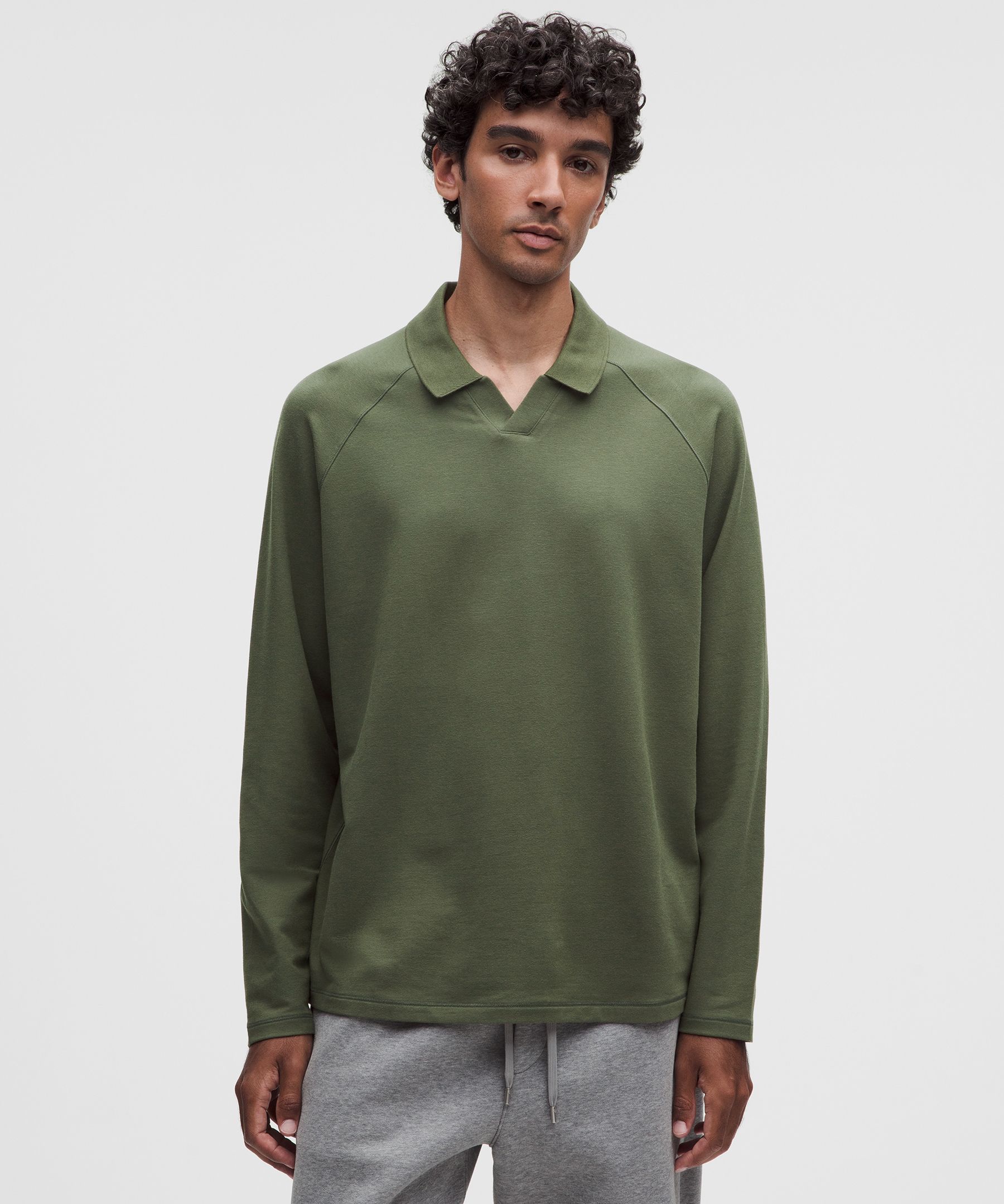 Buttery Loopback Collared Long-Sleeve Shirt