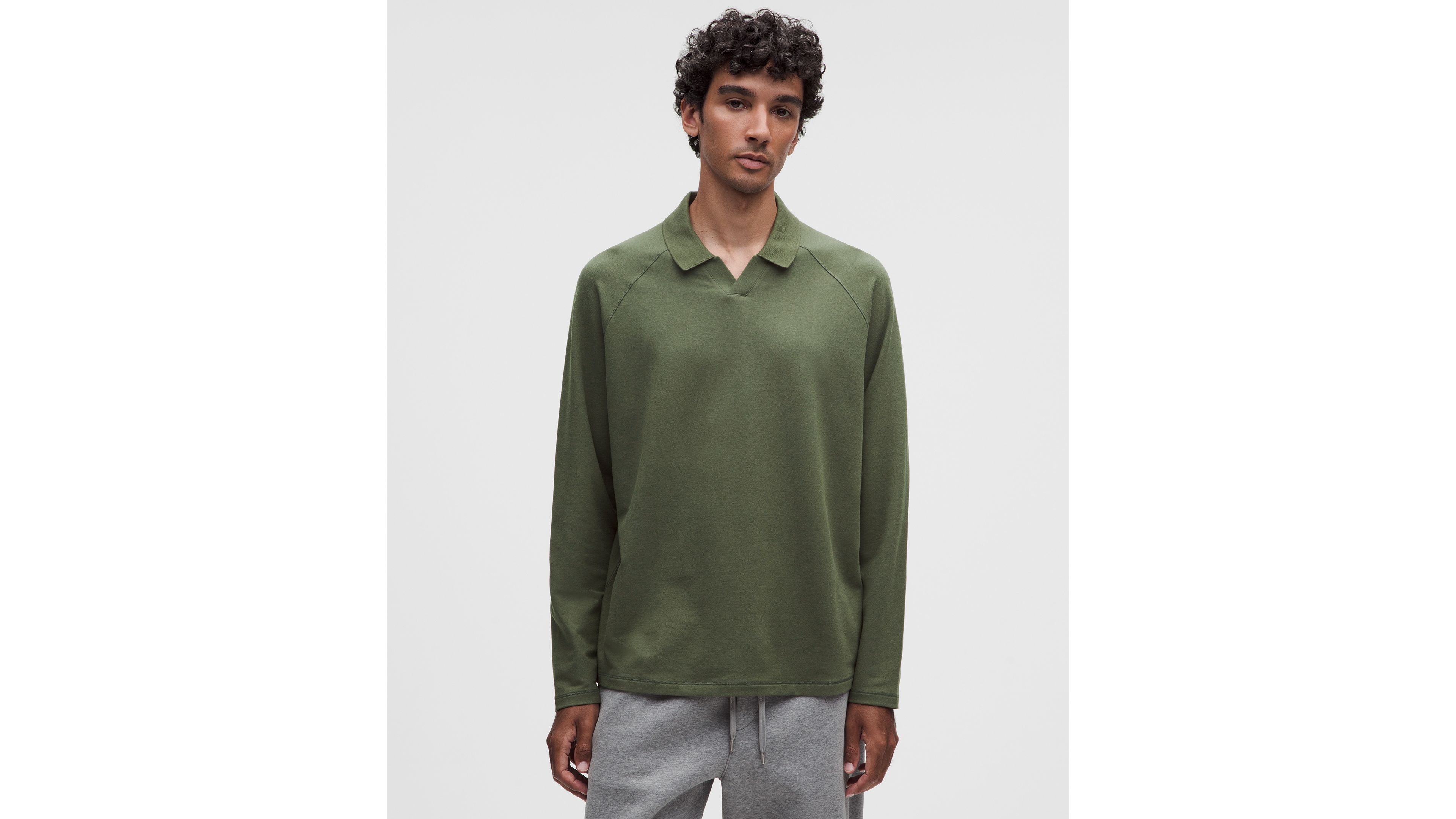 Buttery Loopback Collared Long-Sleeve Shirt