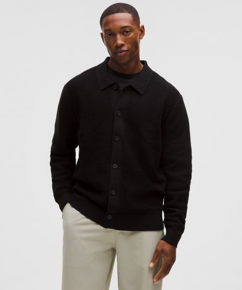 Lululemon Cotton-Blend Knit Collared Cardigan