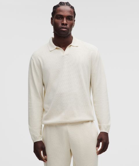 Lululemon Cotton-Blend Knit Long-Sleeve Polo Shirt