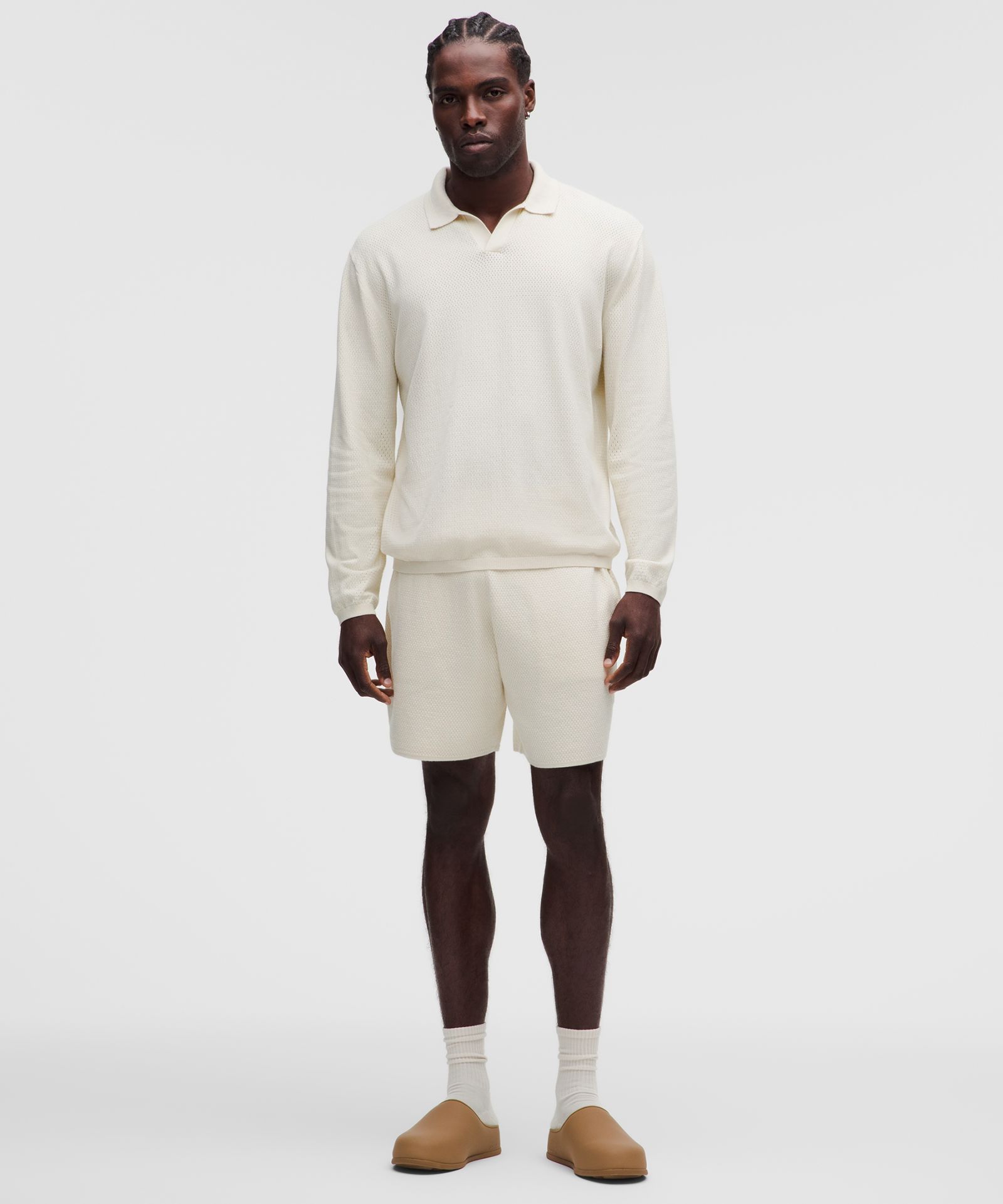 Lululemon Cotton-Blend Knit Long-Sleeve Polo Shirt — фото 2