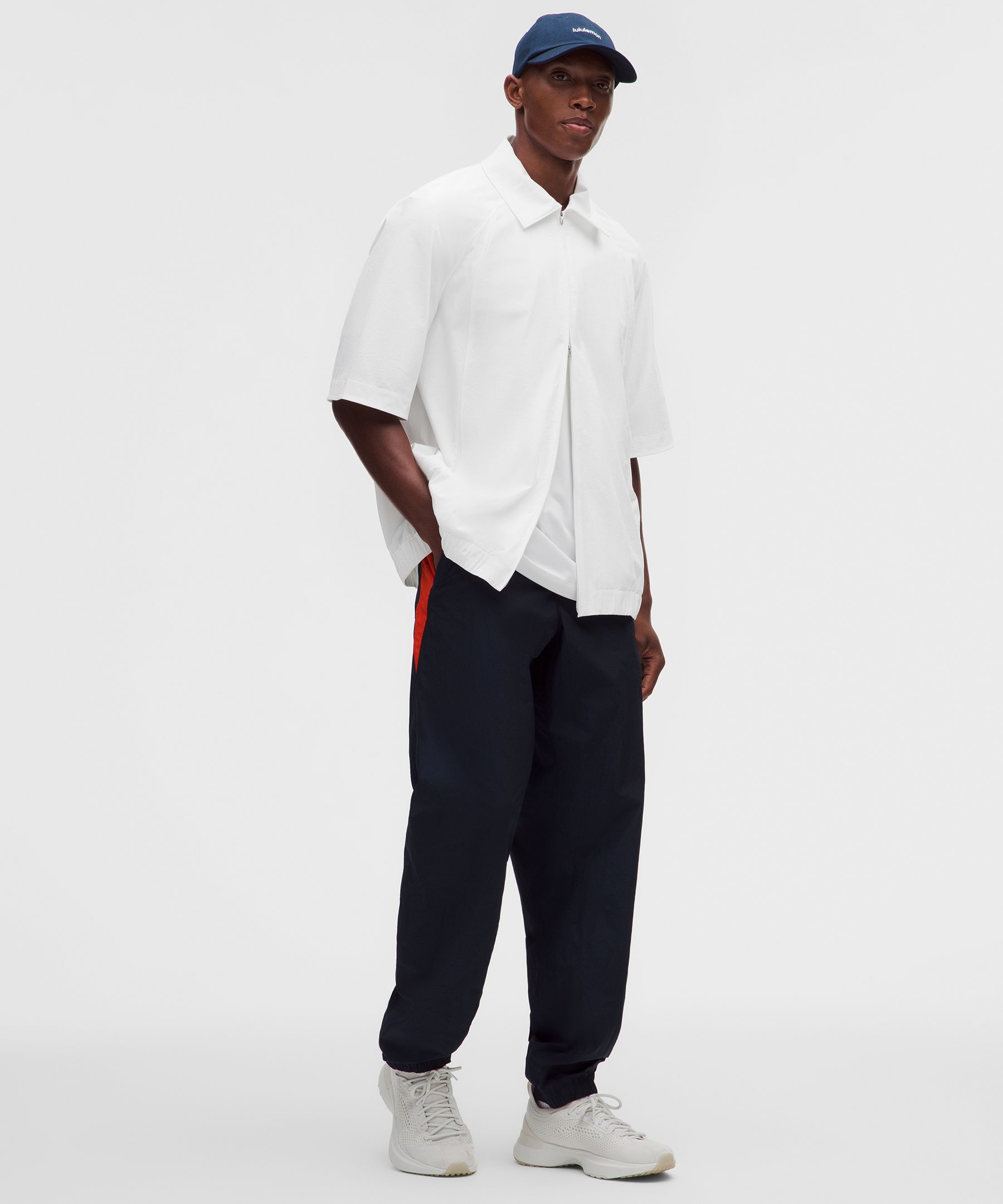 Stretch Woven Zip-Front Short Sleeve Shirt