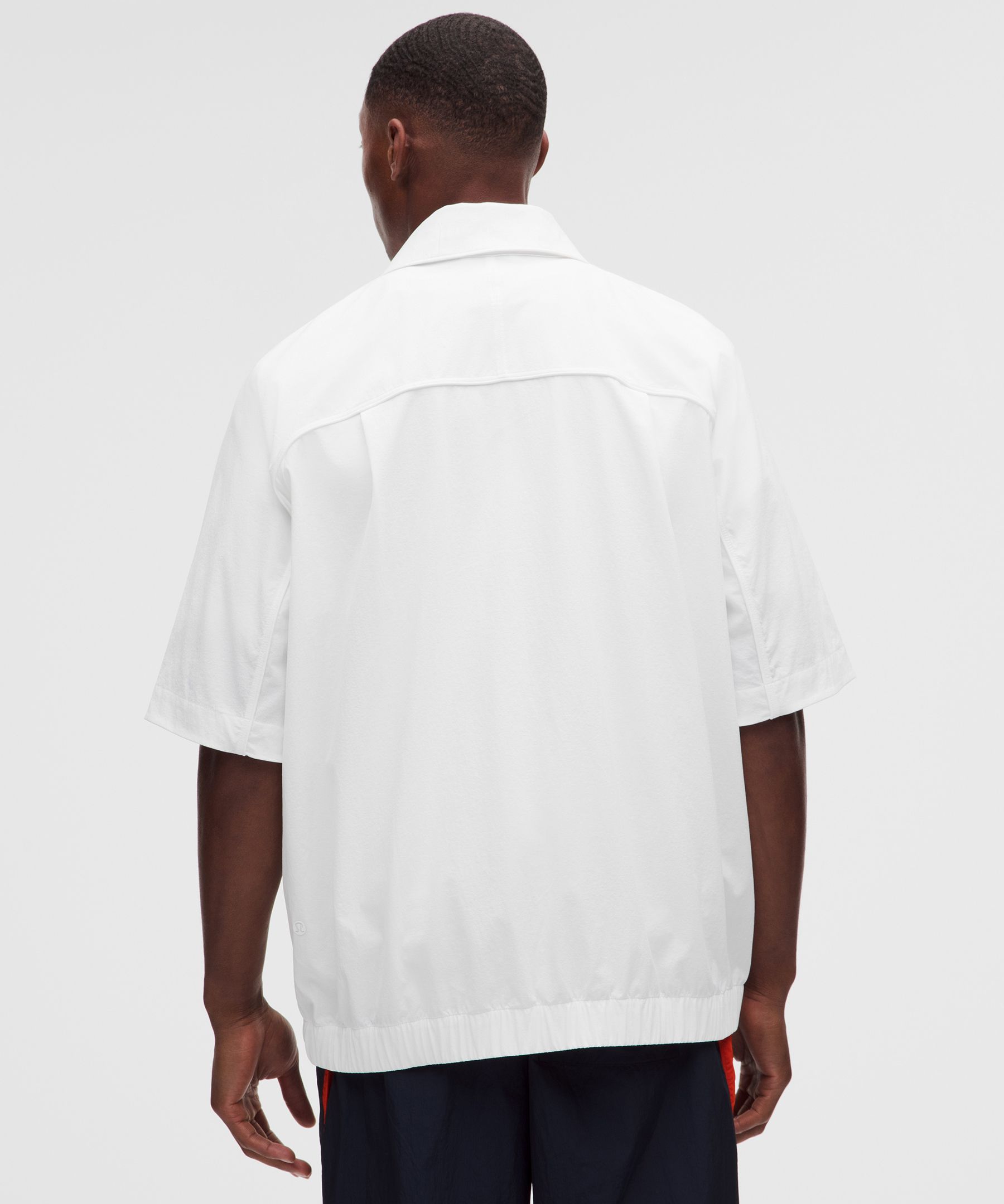 Stretch Woven Zip-Front Short Sleeve Shirt