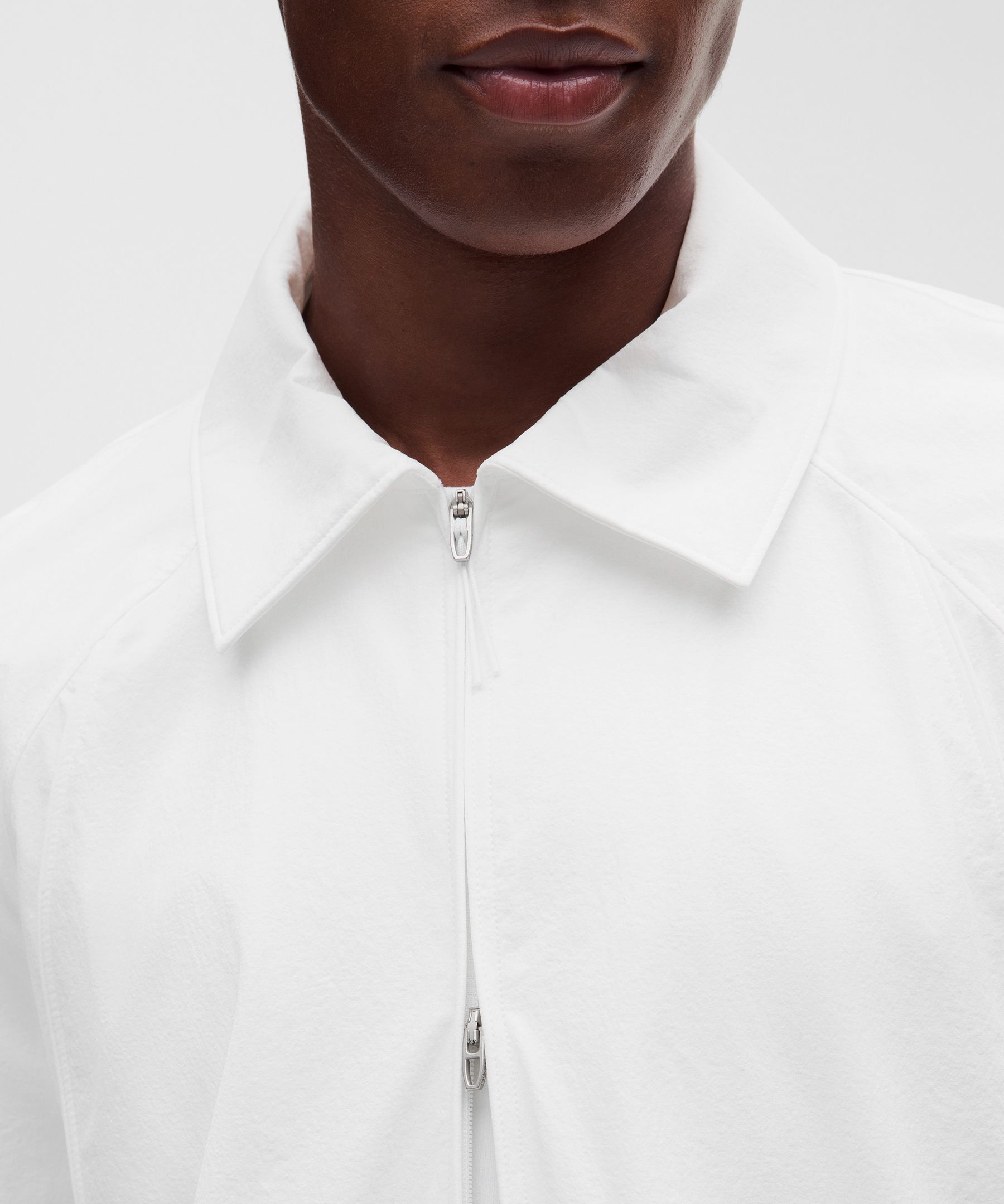 Stretch Woven Zip-Front Short Sleeve Shirt