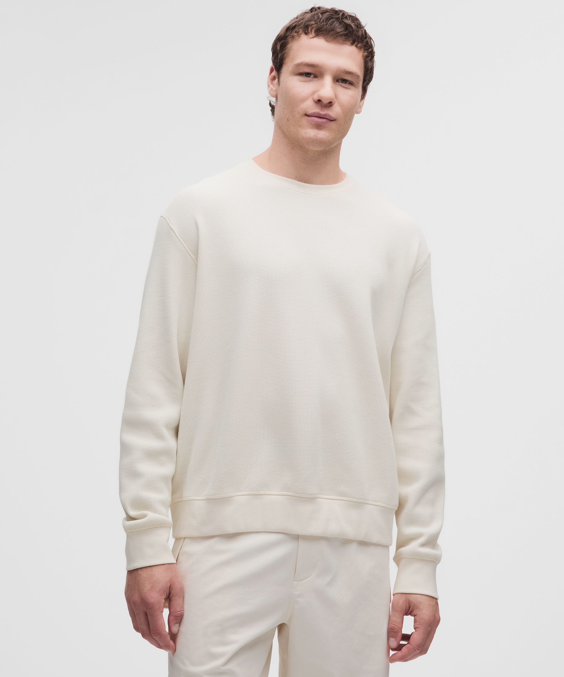 Haut manches longues à tricot gaufré en mélange de coton