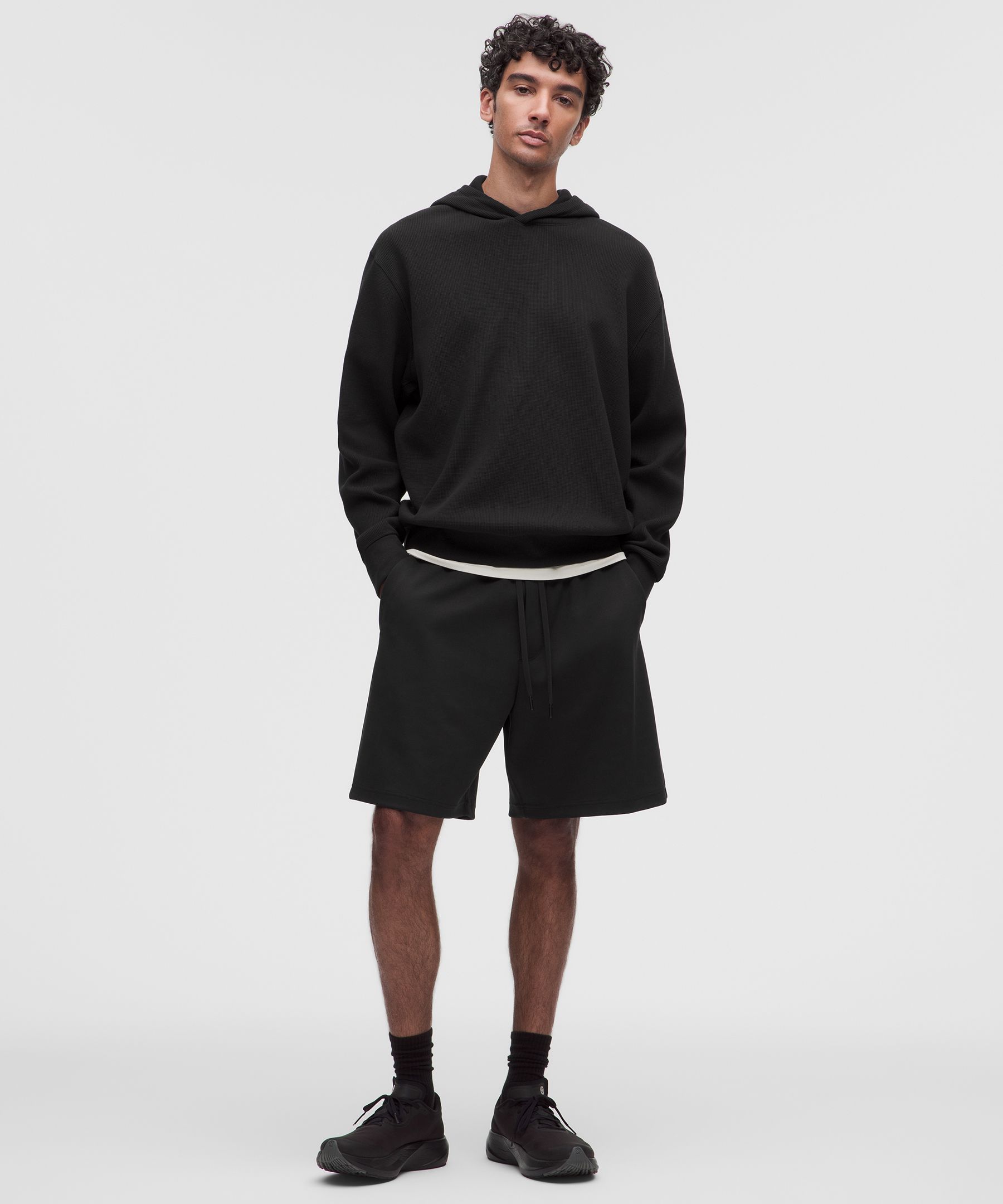 Cotton-Blend Relaxed-Fit Waffle Knit Hoodie