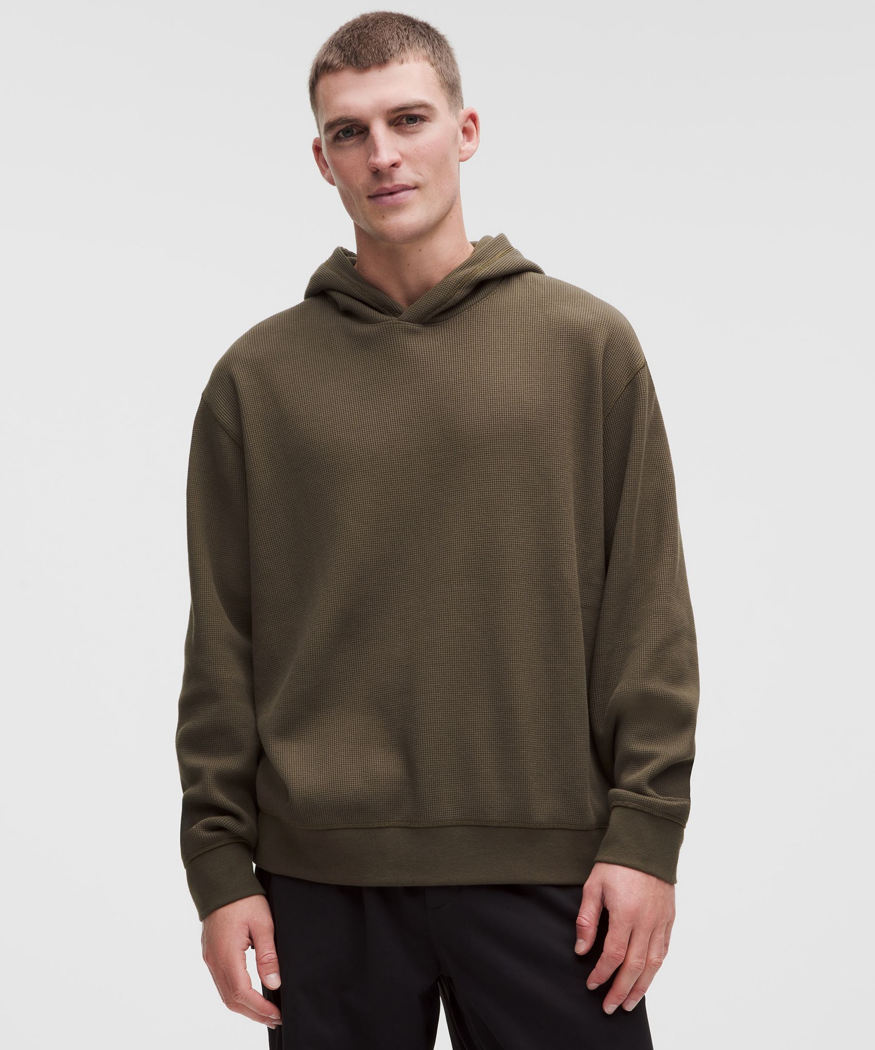 Cotton-Blend Relaxed-Fit Waffle Knit Hoodie