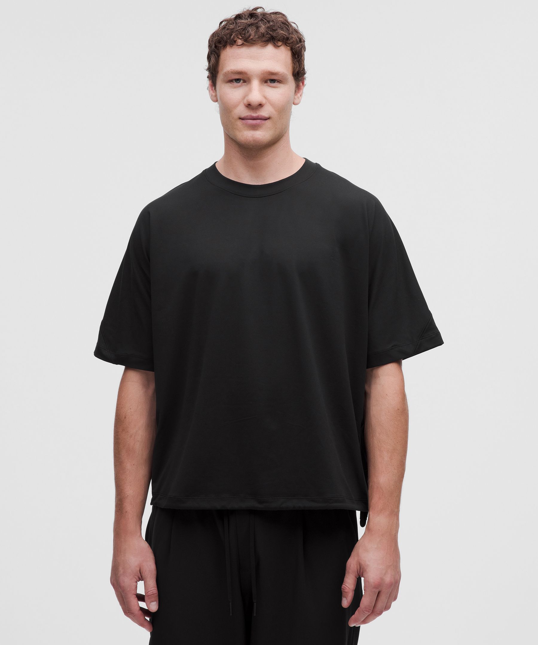 Soft Jersey Cinch-Hem Oversized Yoga T-Shirt