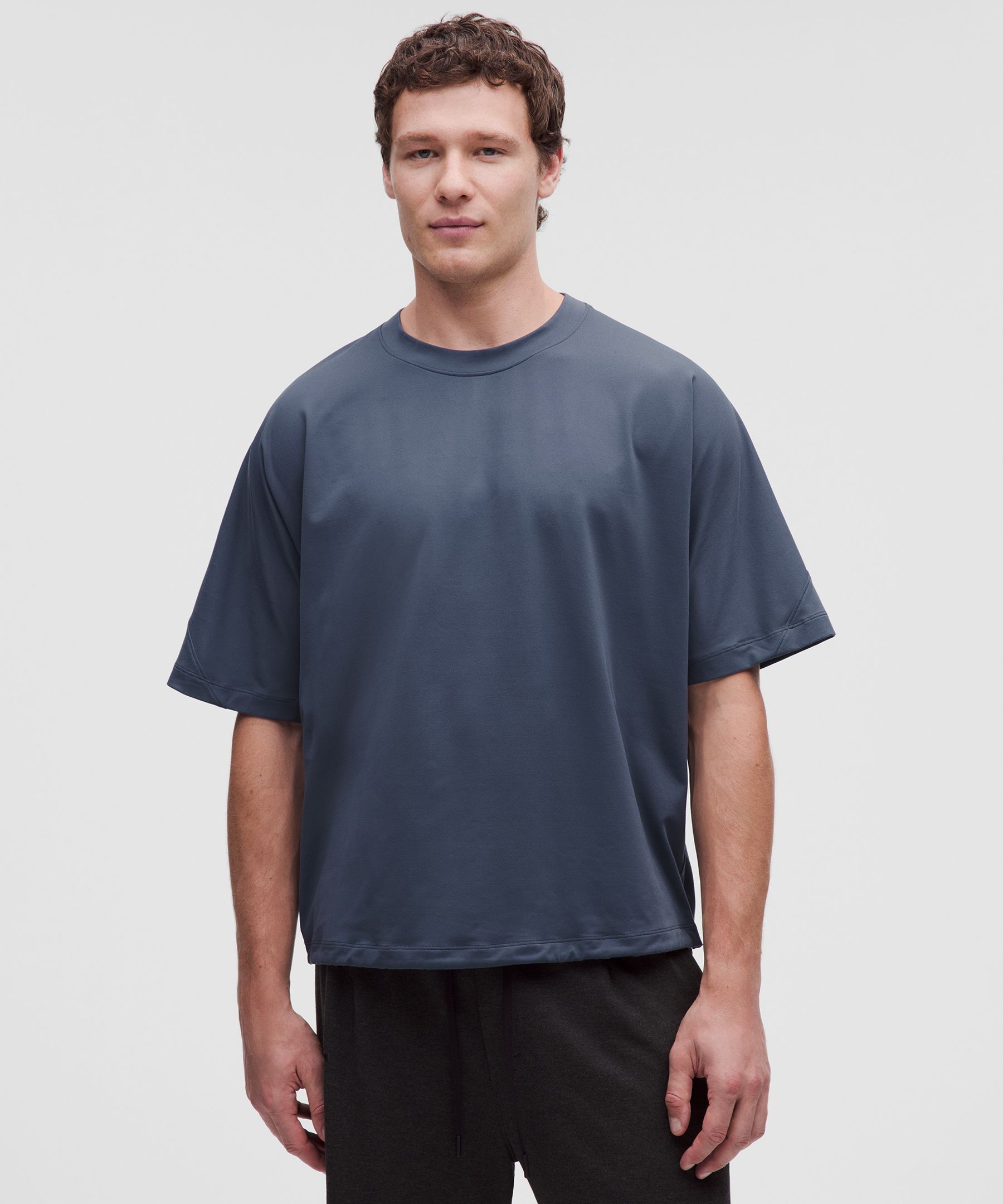 Soft Jersey Cinch-Hem Oversized Yoga T-Shirt