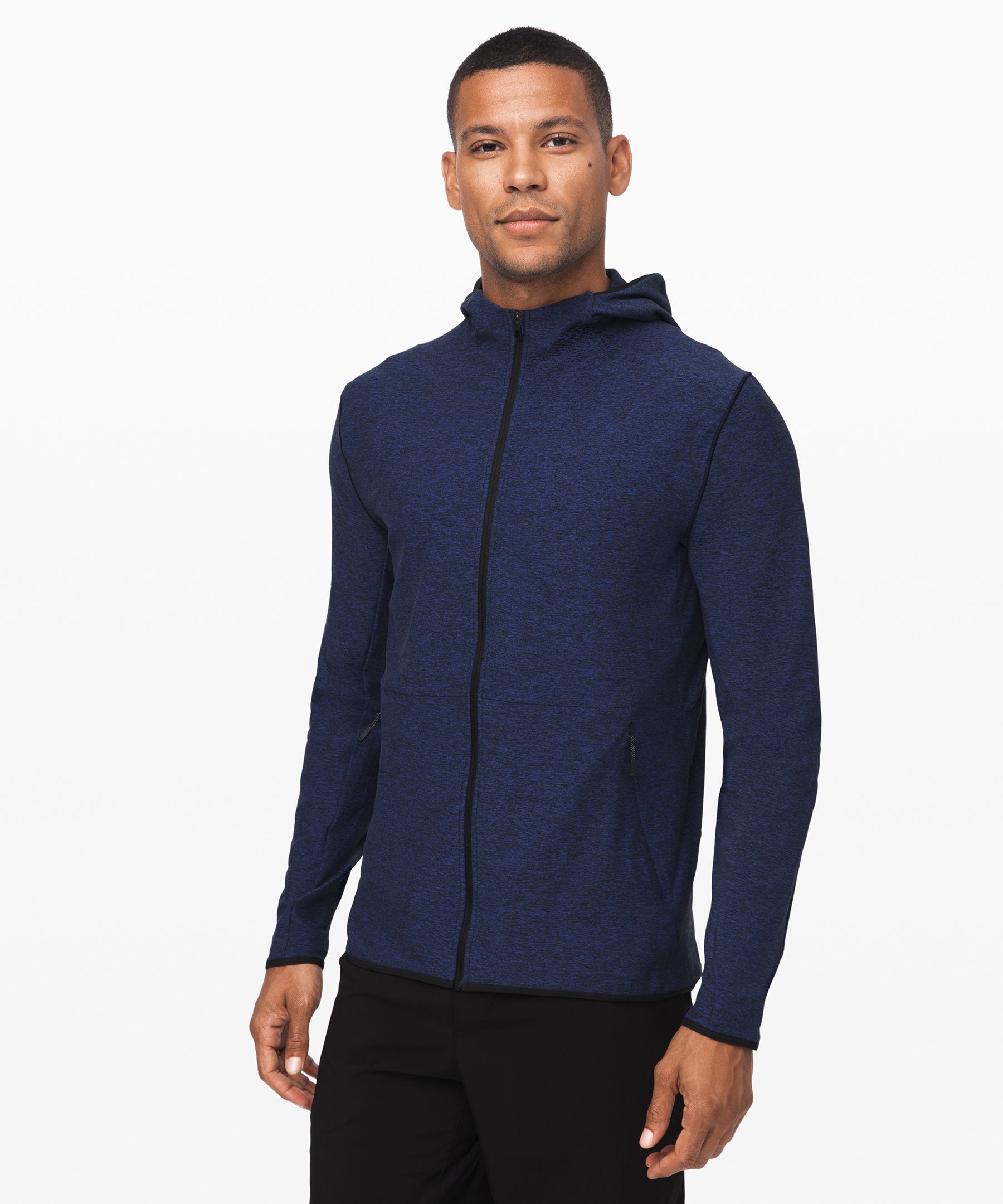Lululemon Surge Warm Full Zip In Heathered Moroccan Blue/black