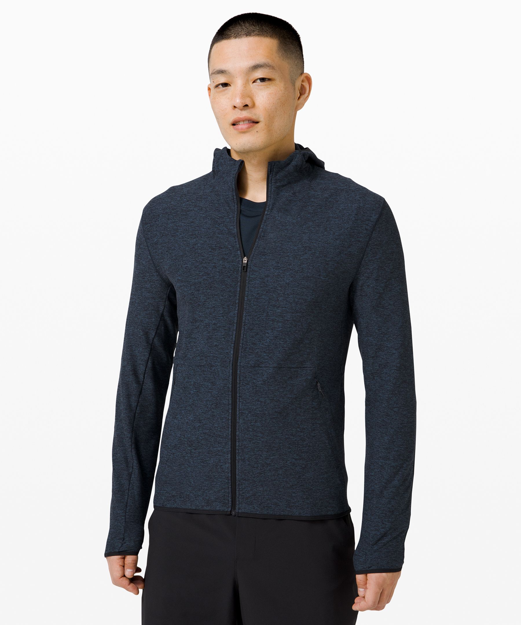 Lululemon Surge Warm Full Zip In Heathered True Navy/black | ModeSens