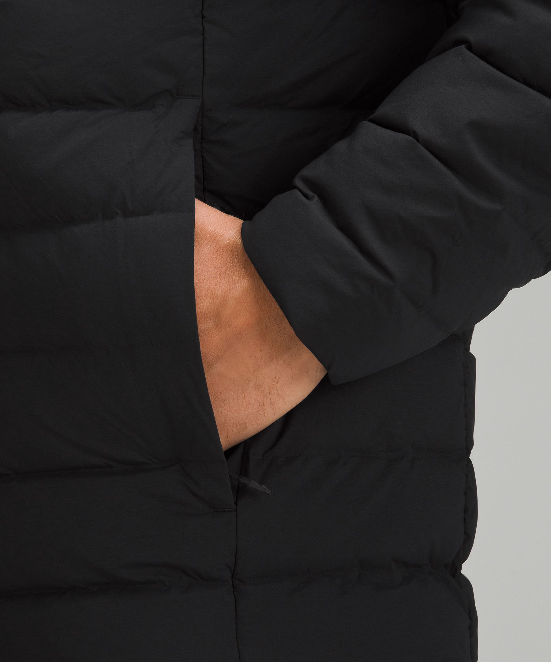 Black Navigation recycled-fibre quilted down coat, Lululemon