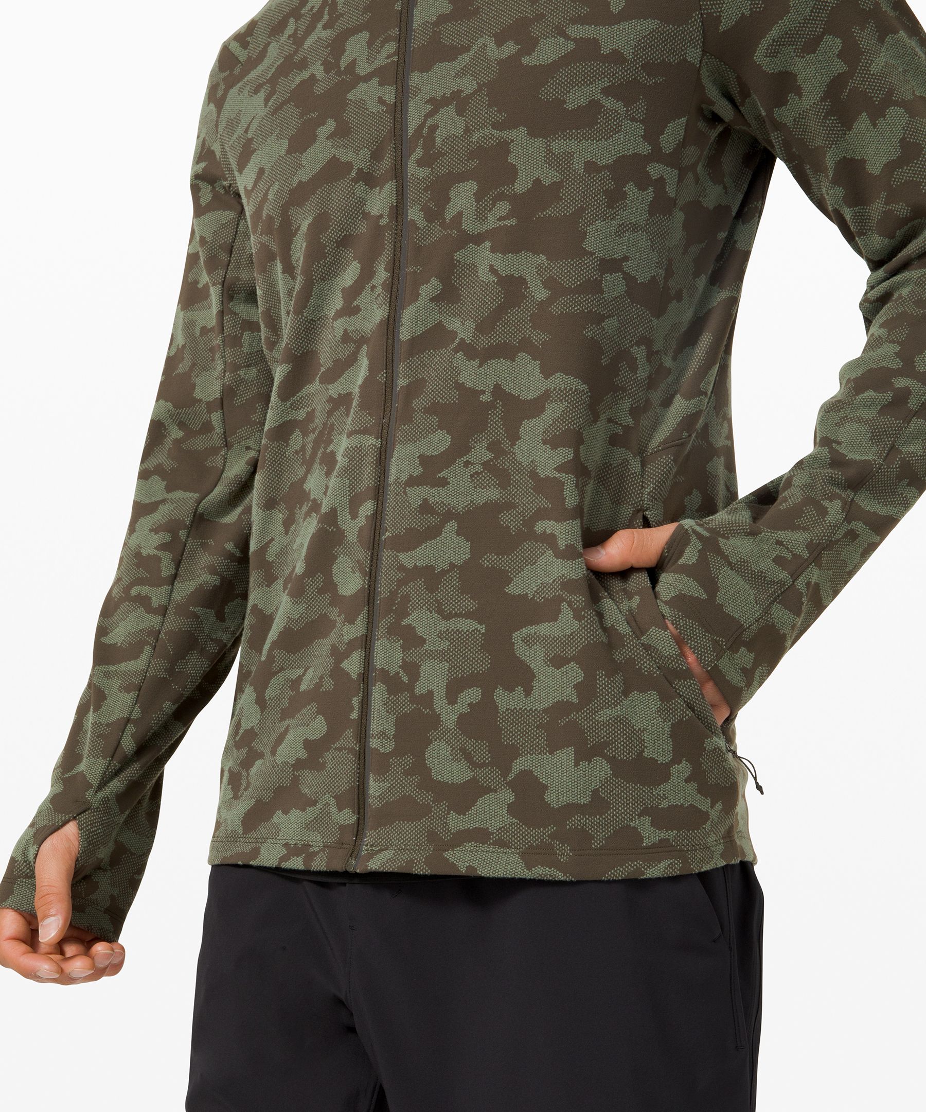 Lululemon Surge Warm Half-zip Jacquard In Heritage Camo Jacquard Graphite  Grey Silver Drop