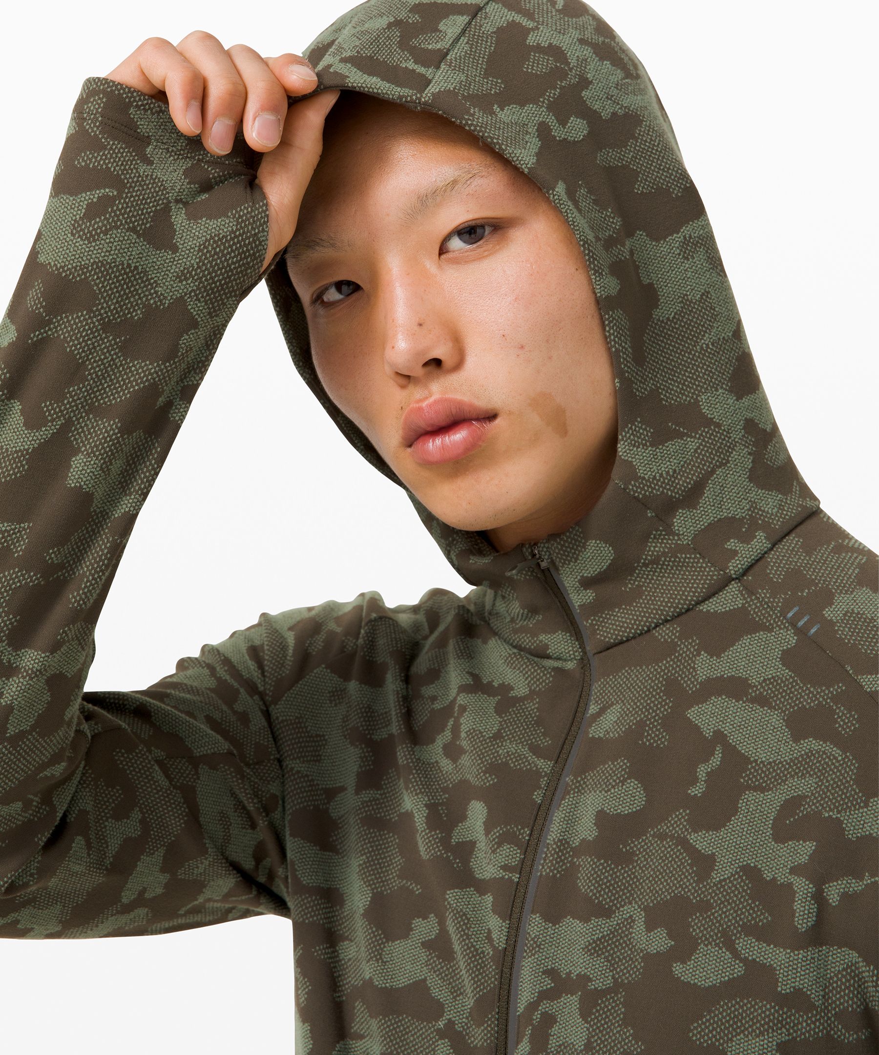 Lululemon Surge Warm Half-zip Jacquard In Heritage Camo Jacquard Graphite  Grey Silver Drop