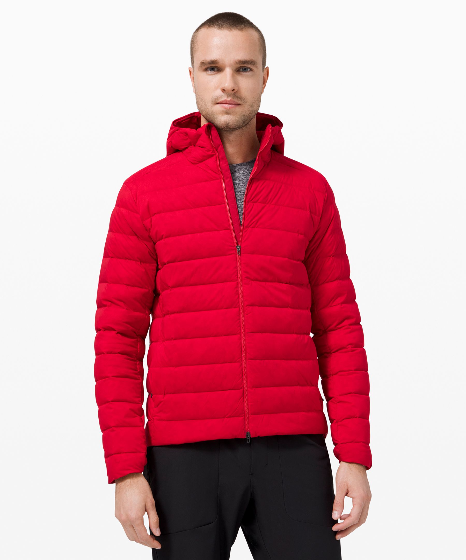 Lululemon Navigation Stretch Down Hoodie In Neon