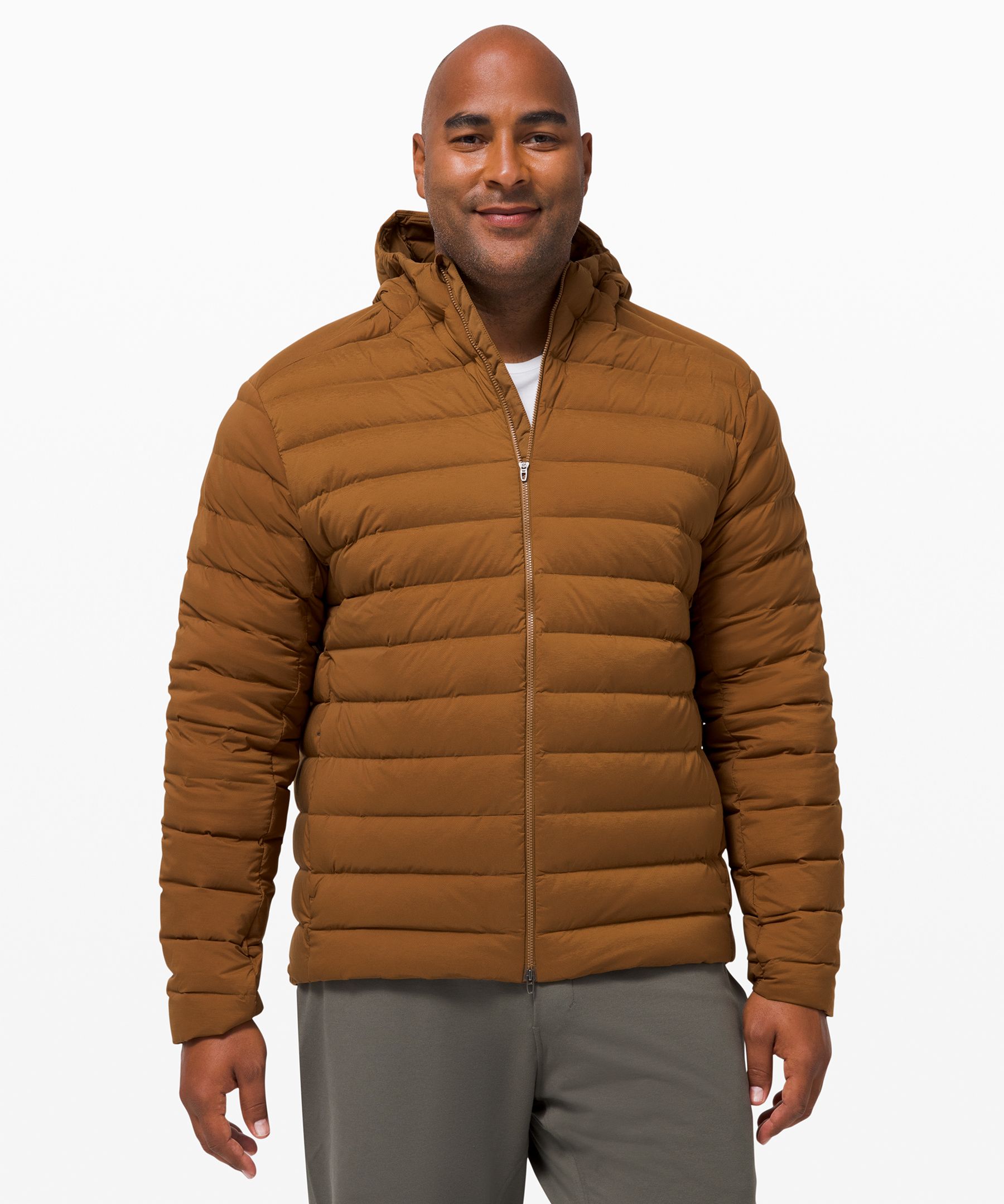 Lululemon Navigation Stretch Down Hoodie In Brown | ModeSens