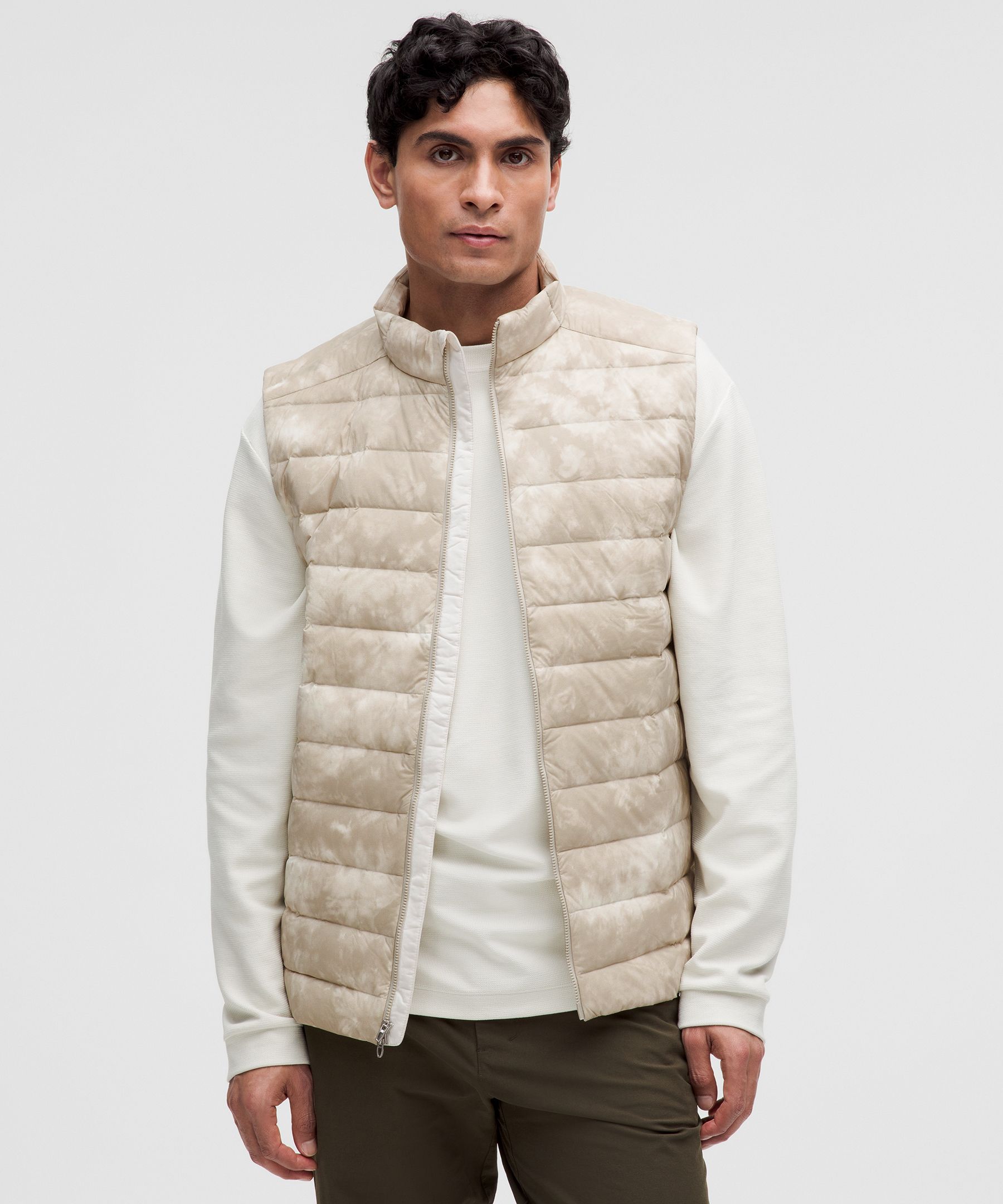 Lululemon Navigation Stretch Down Vest In Mesosphere White Opal Raw Linen